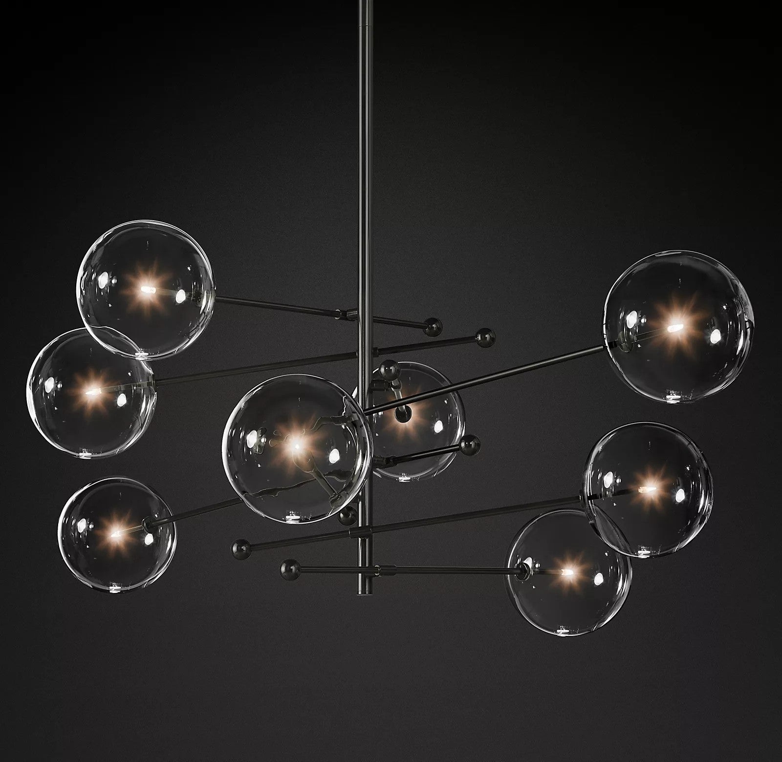 Orbit Contemporary Glass Chandelier-Neutral Decor