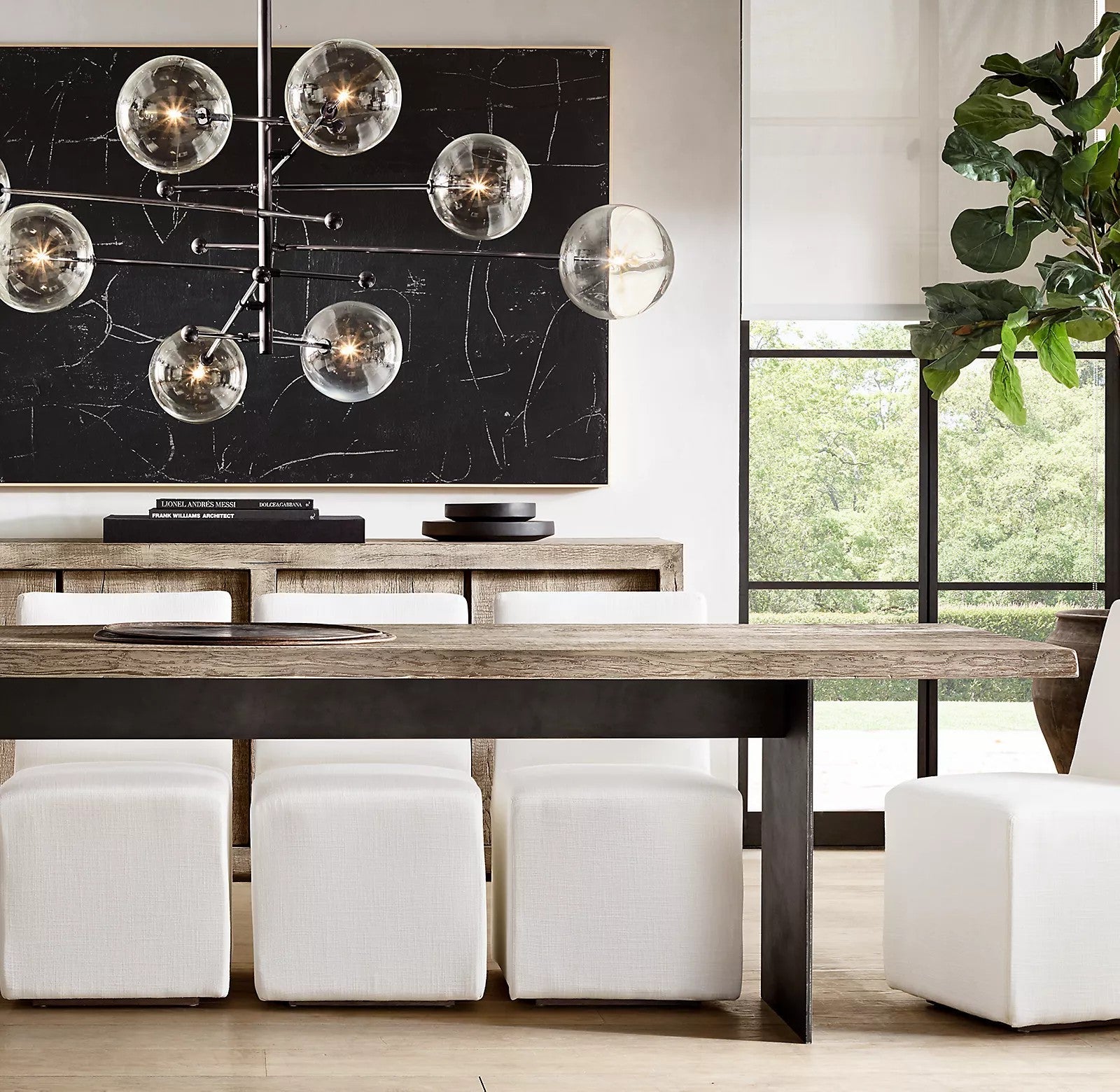 Orbit Contemporary Glass Chandelier-Neutral Decor