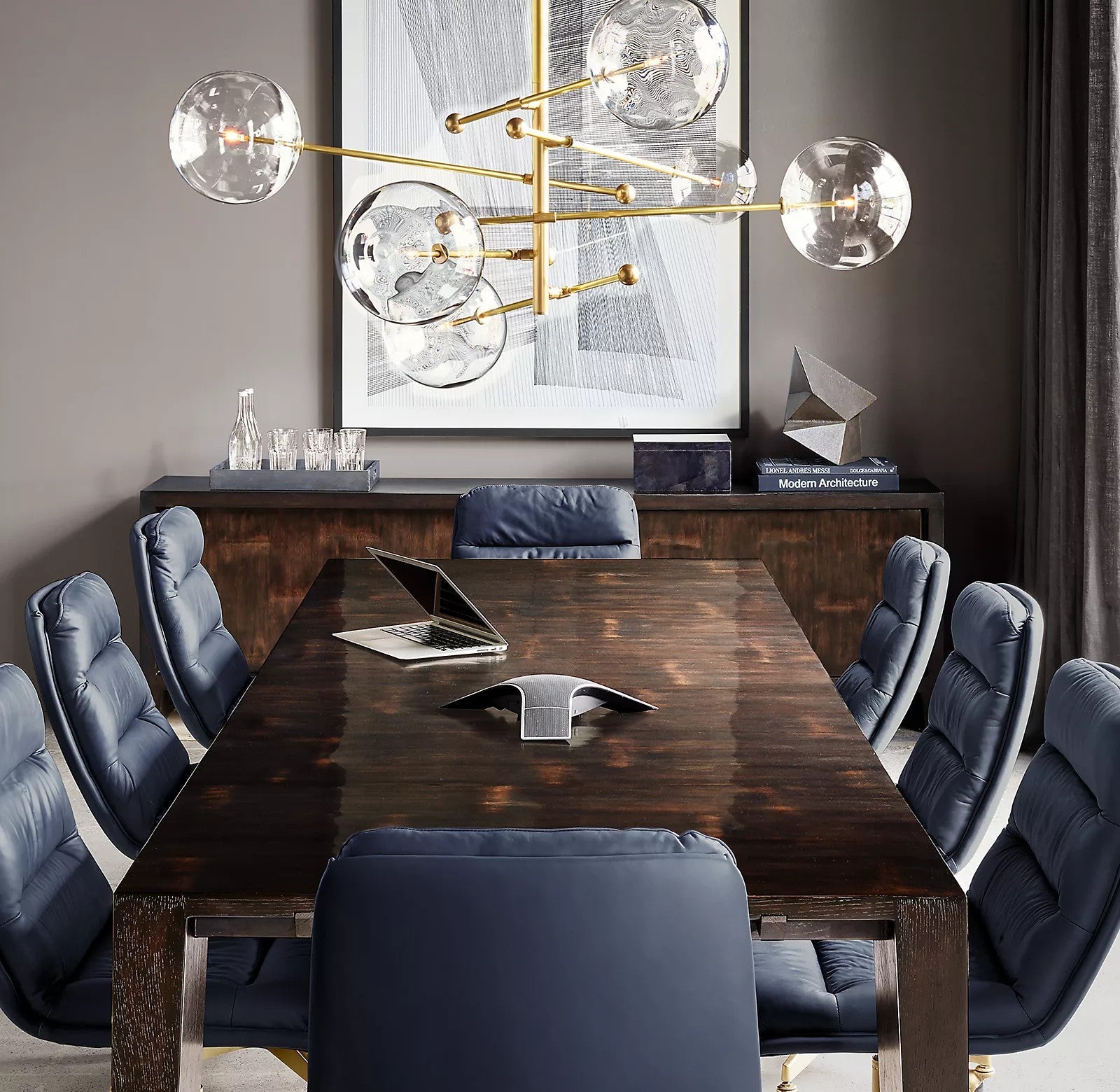 Orbit Contemporary Glass Chandelier-Neutral Decor