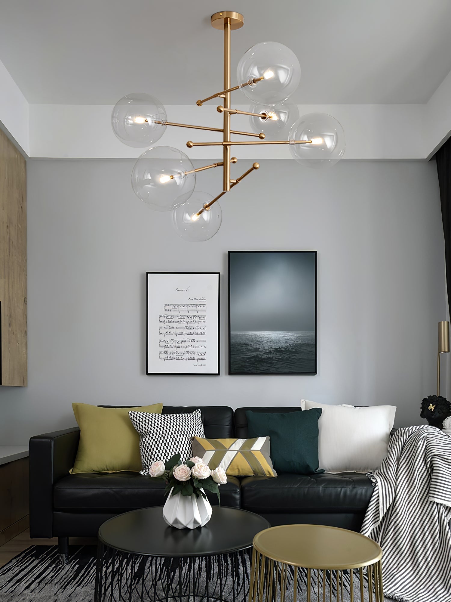 Orbit Contemporary Glass Chandelier-Neutral Decor