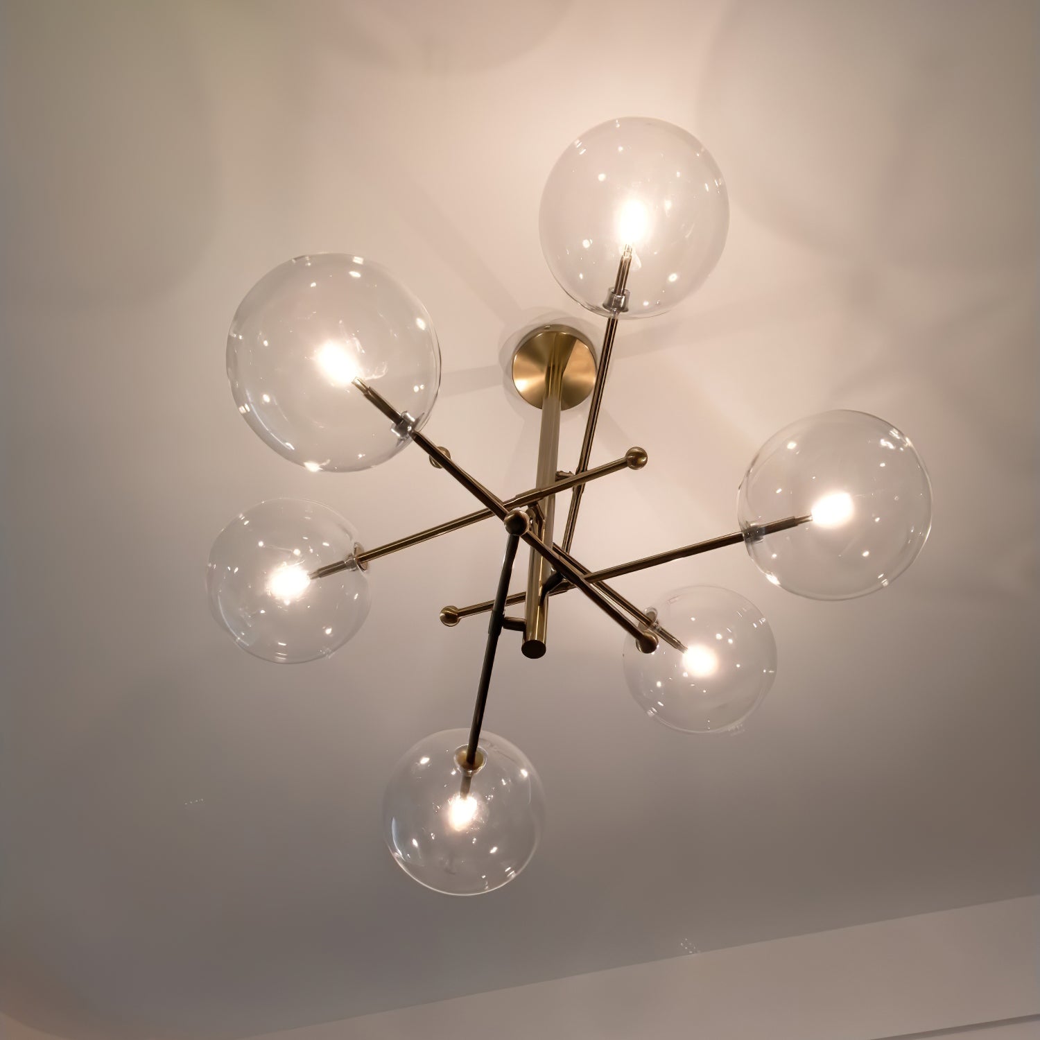 Orbit Contemporary Glass Chandelier-Neutral Decor