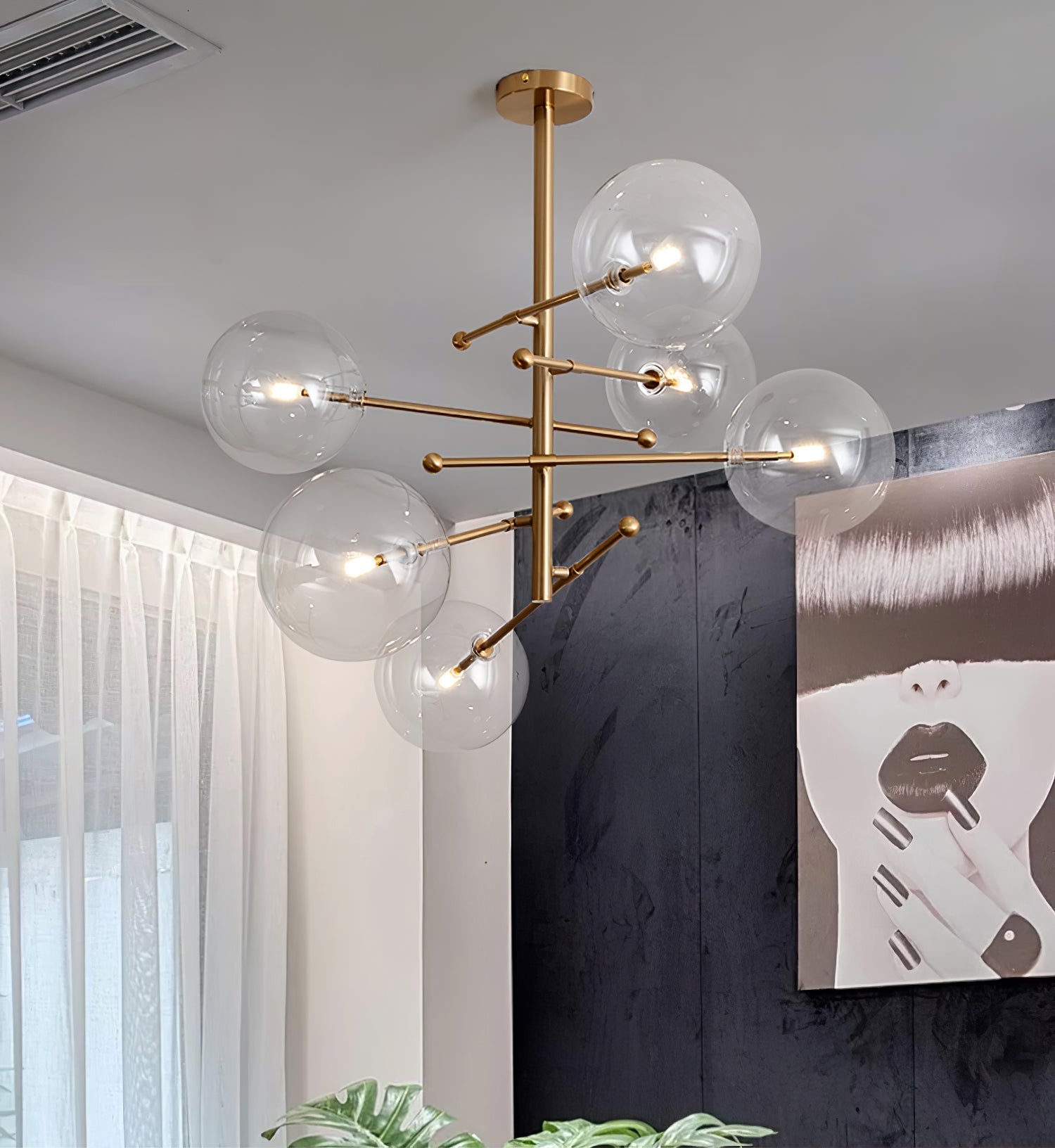 Orbit Contemporary Glass Chandelier-Neutral Decor