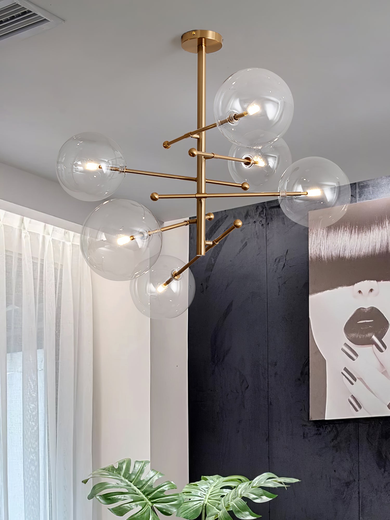 Orbit Contemporary Glass Chandelier-Neutral Decor