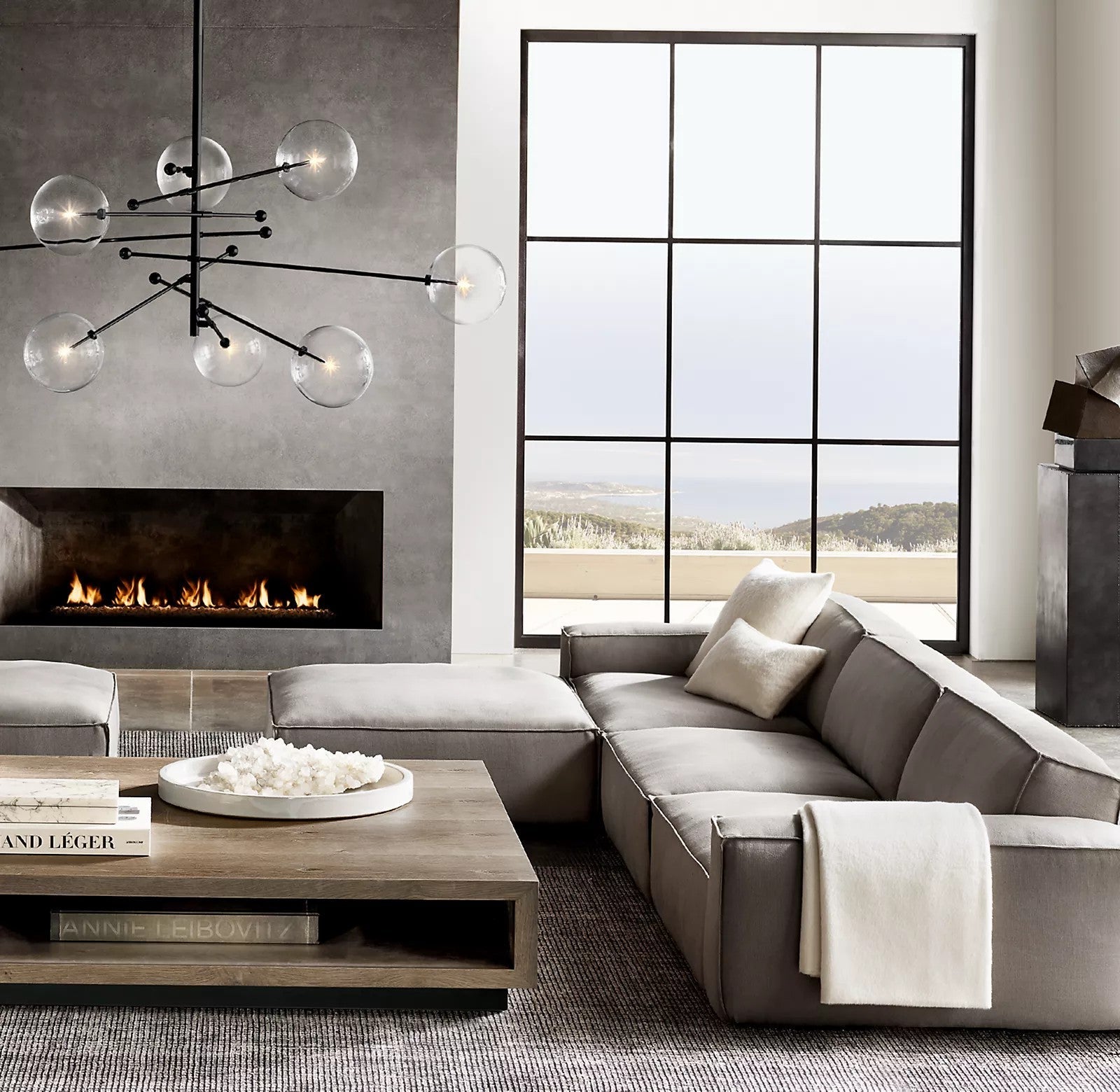 Orbit Contemporary Glass Chandelier-Neutral Decor