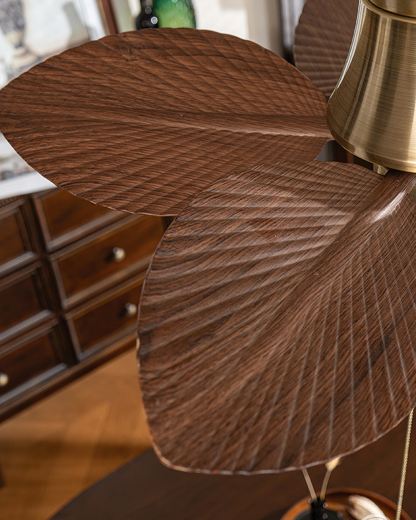 Glauk Ceiling Fan Light in Brushed Champagne finish.