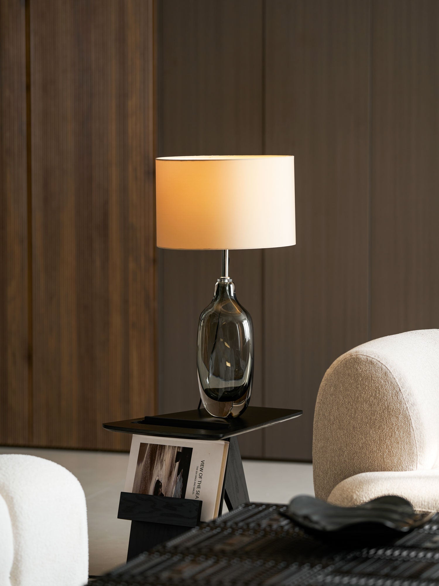 Glazed Crystal Table Lamp-Neutral Decor