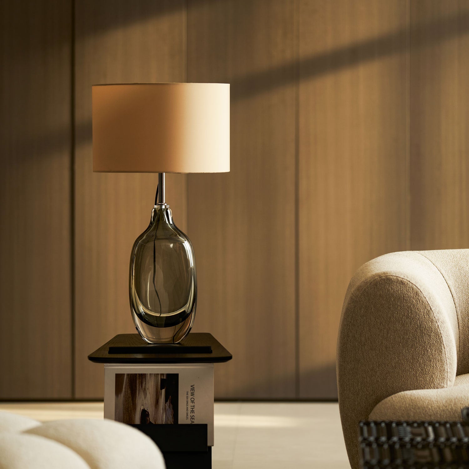 Glazed Crystal Table Lamp-Neutral Decor