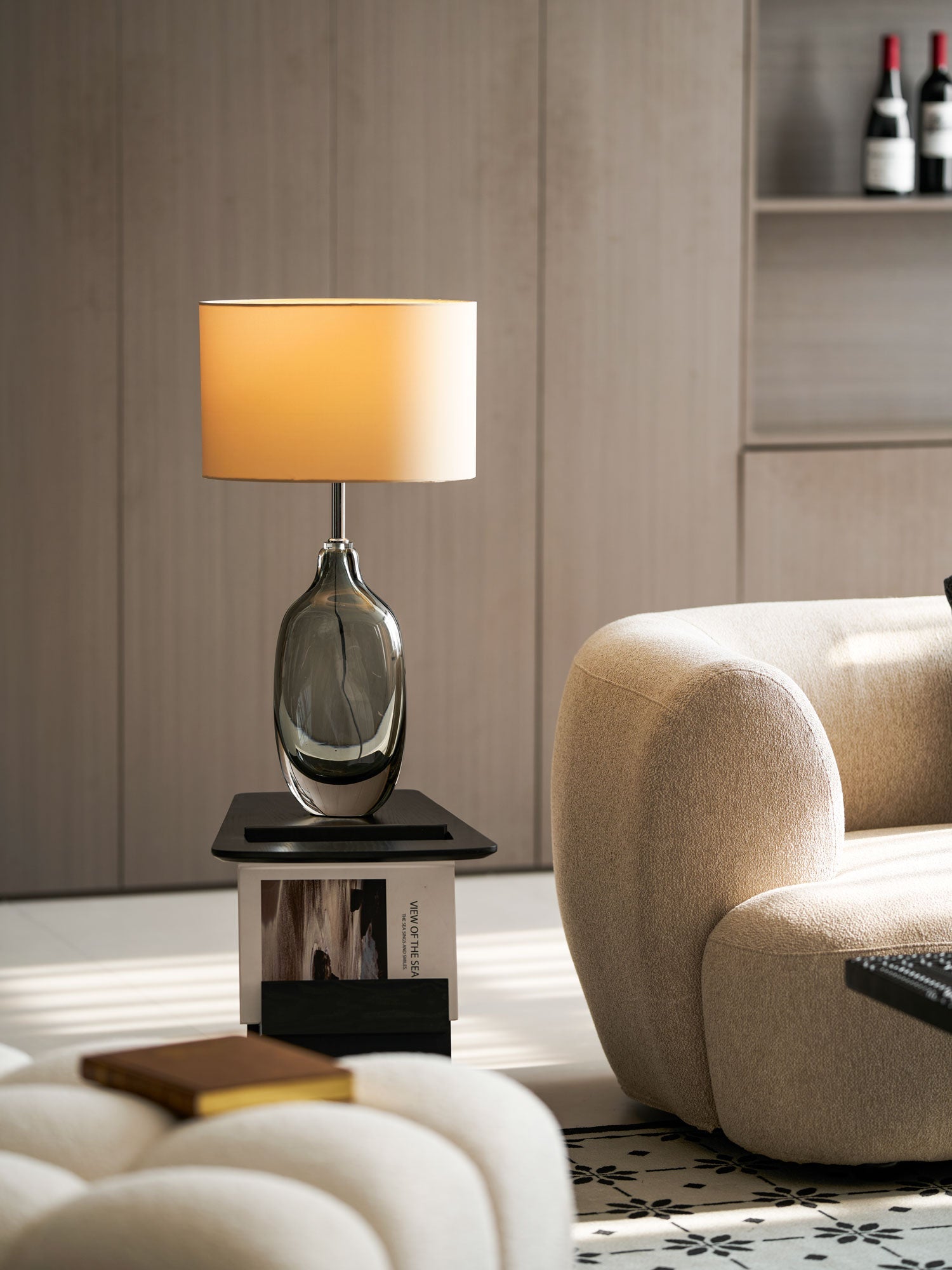 Glazed Crystal Table Lamp-Neutral Decor