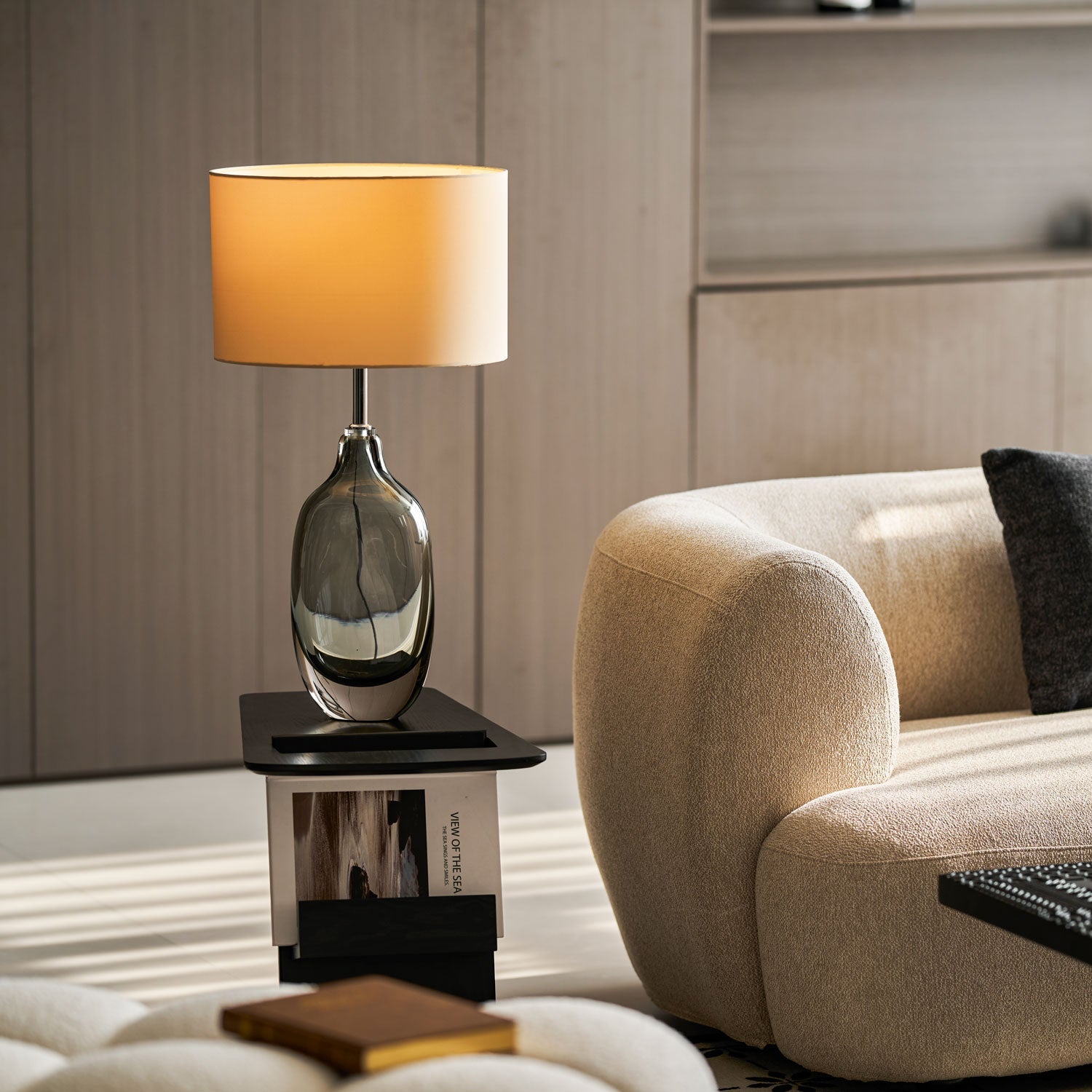 Glazed Crystal Table Lamp-Neutral Decor