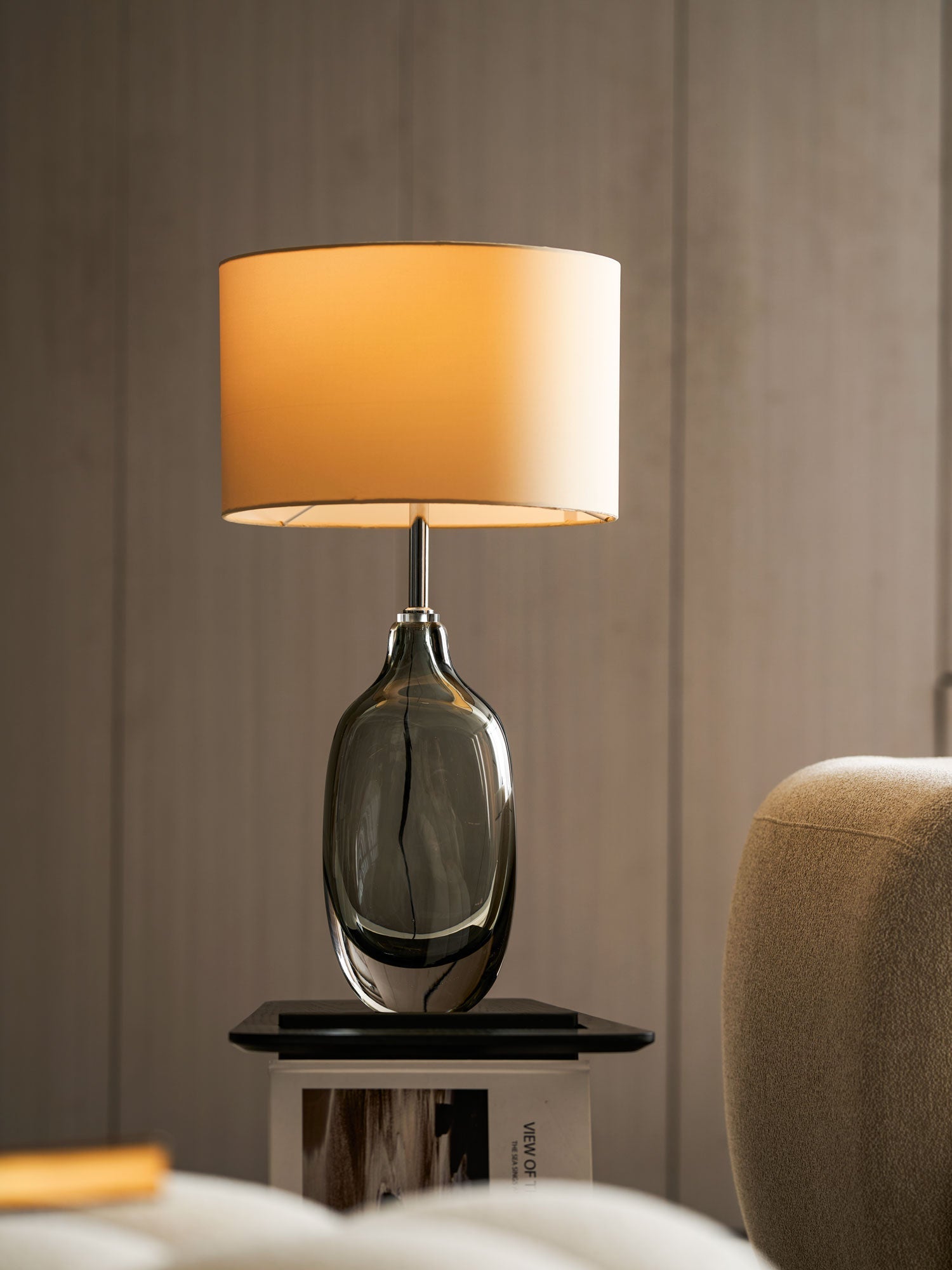 Glazed Crystal Table Lamp-Neutral Decor