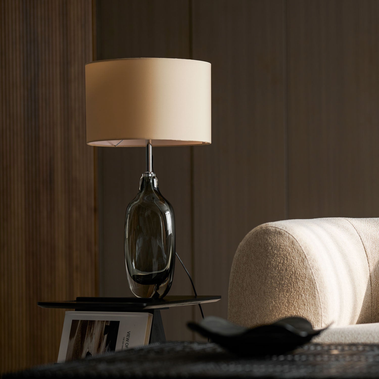 Glazed Crystal Table Lamp-Neutral Decor