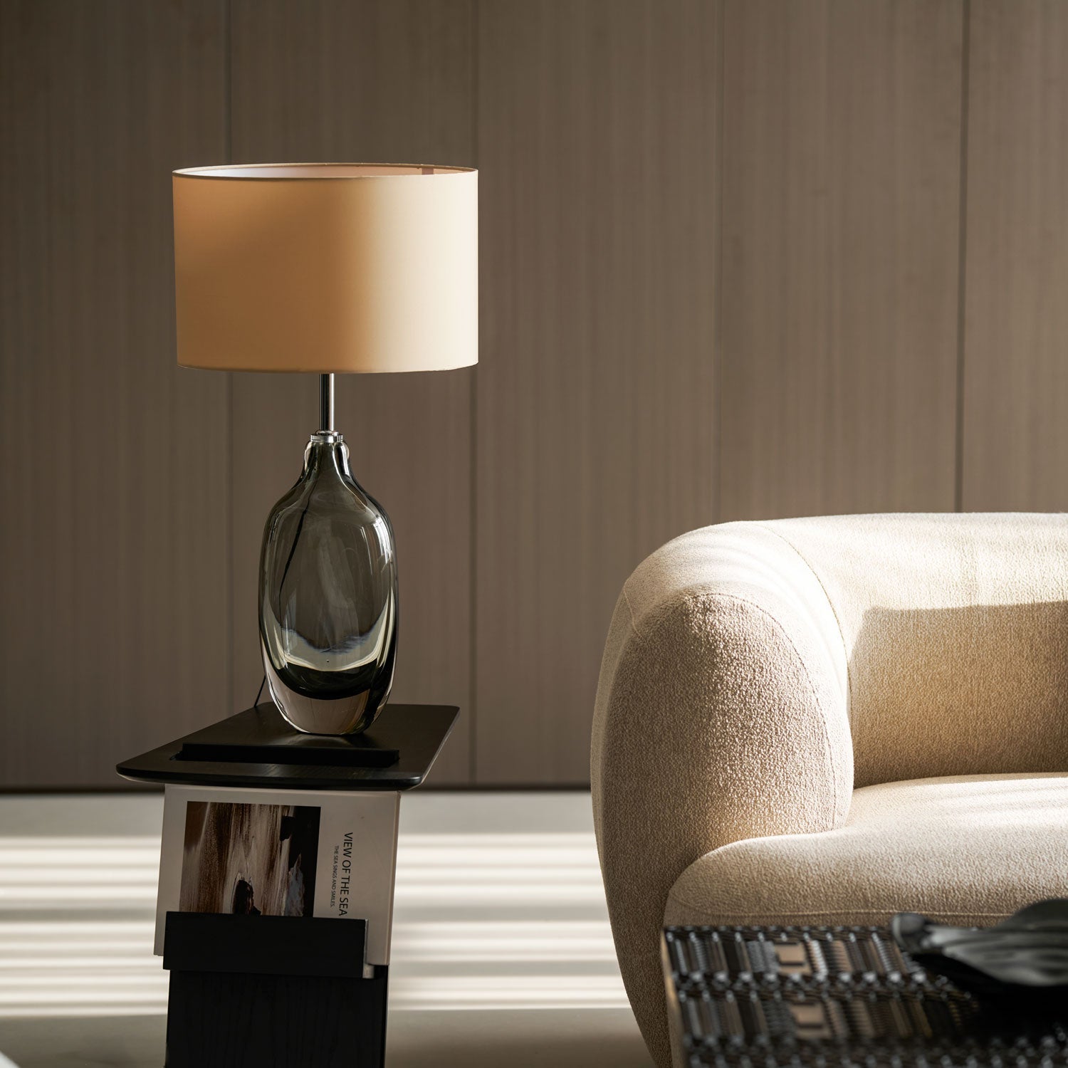 Glazed Crystal Table Lamp-Neutral Decor