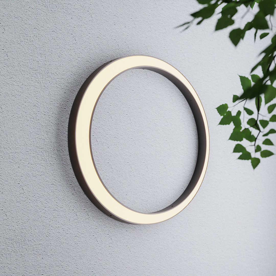 Oron Circular Moon Modern Steel Outdoor Wall Lights