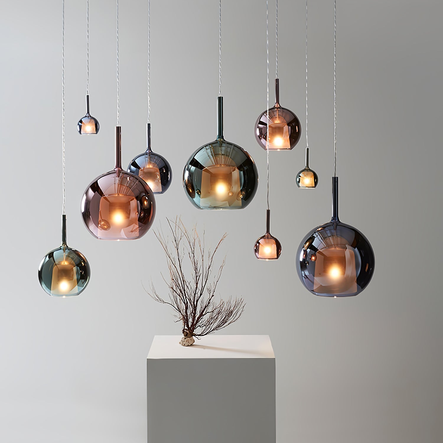 Lustra Pendant Lamp Smoked Glass Round-Neutral Decor