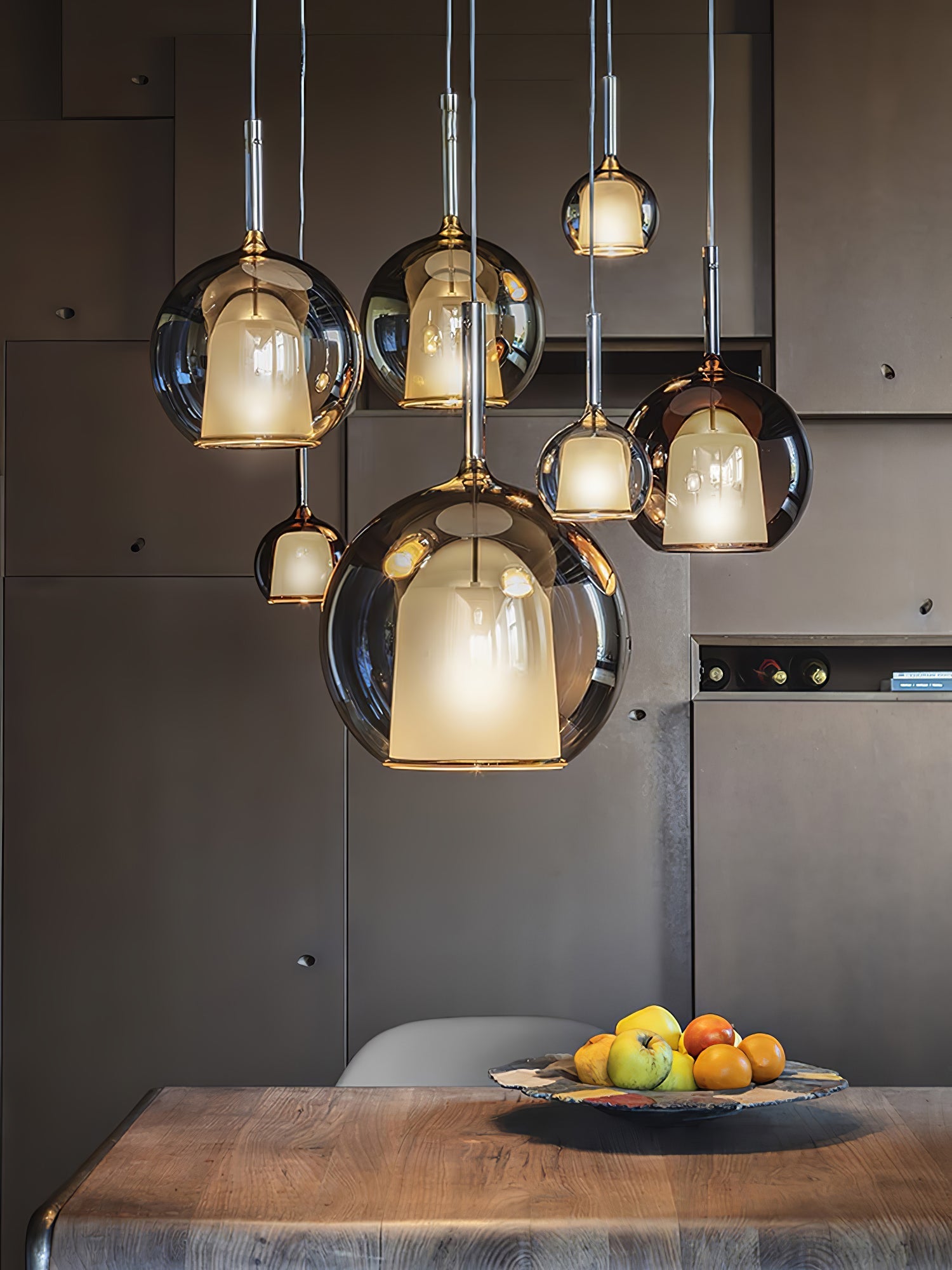 Lustra Pendant Lamp Smoked Glass Round-Neutral Decor