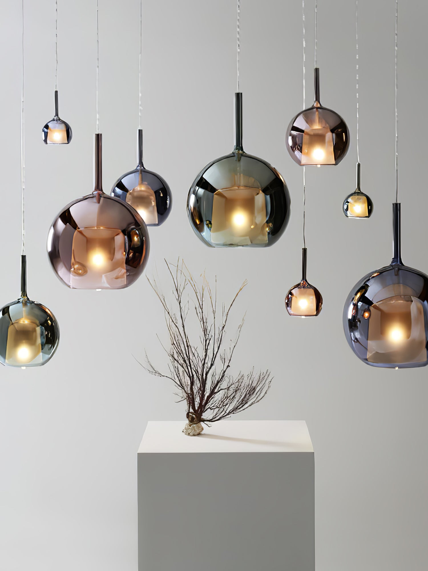 Lustra Pendant Lamp Smoked Glass Round-Neutral Decor