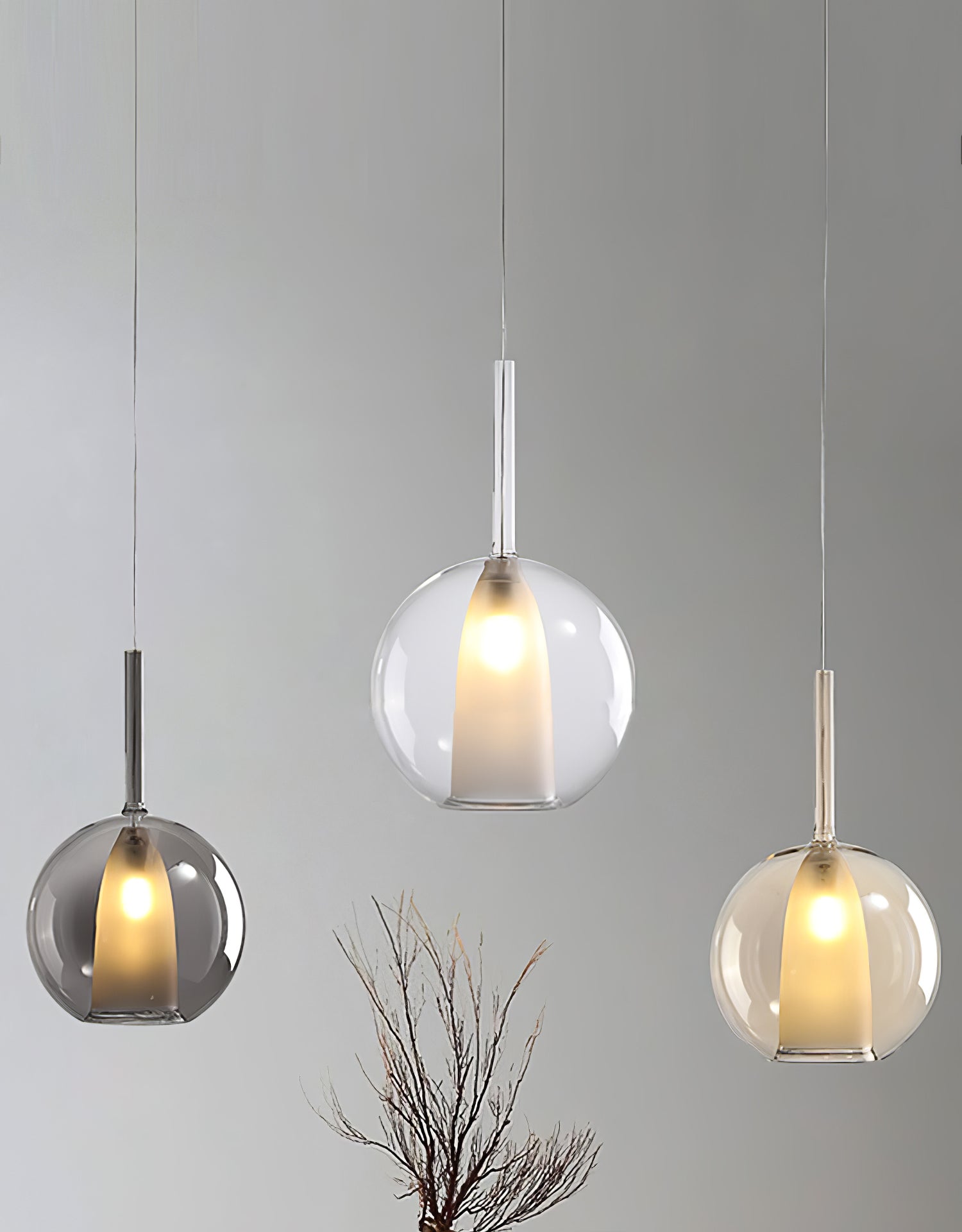 Lustra Pendant Lamp Smoked Glass Round-Neutral Decor