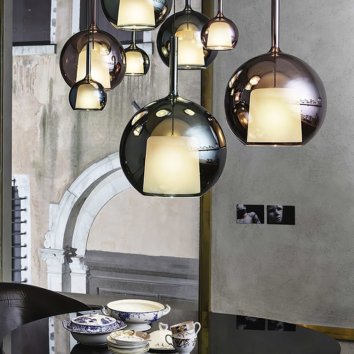 Lustra Pendant Lamp Smoked Glass Round-Neutral Decor