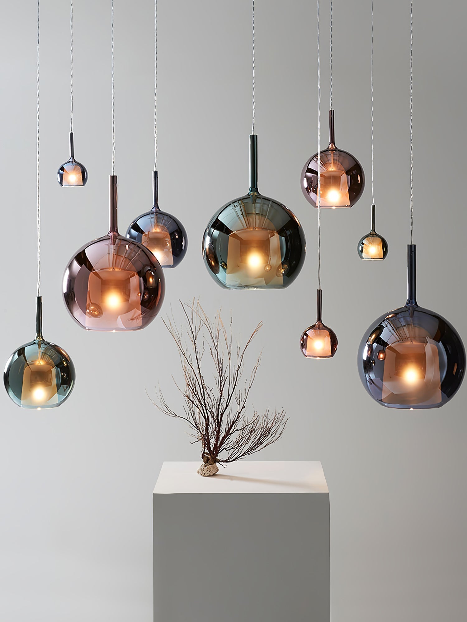 Lustra Pendant Lamp Smoked Glass Round-Neutral Decor