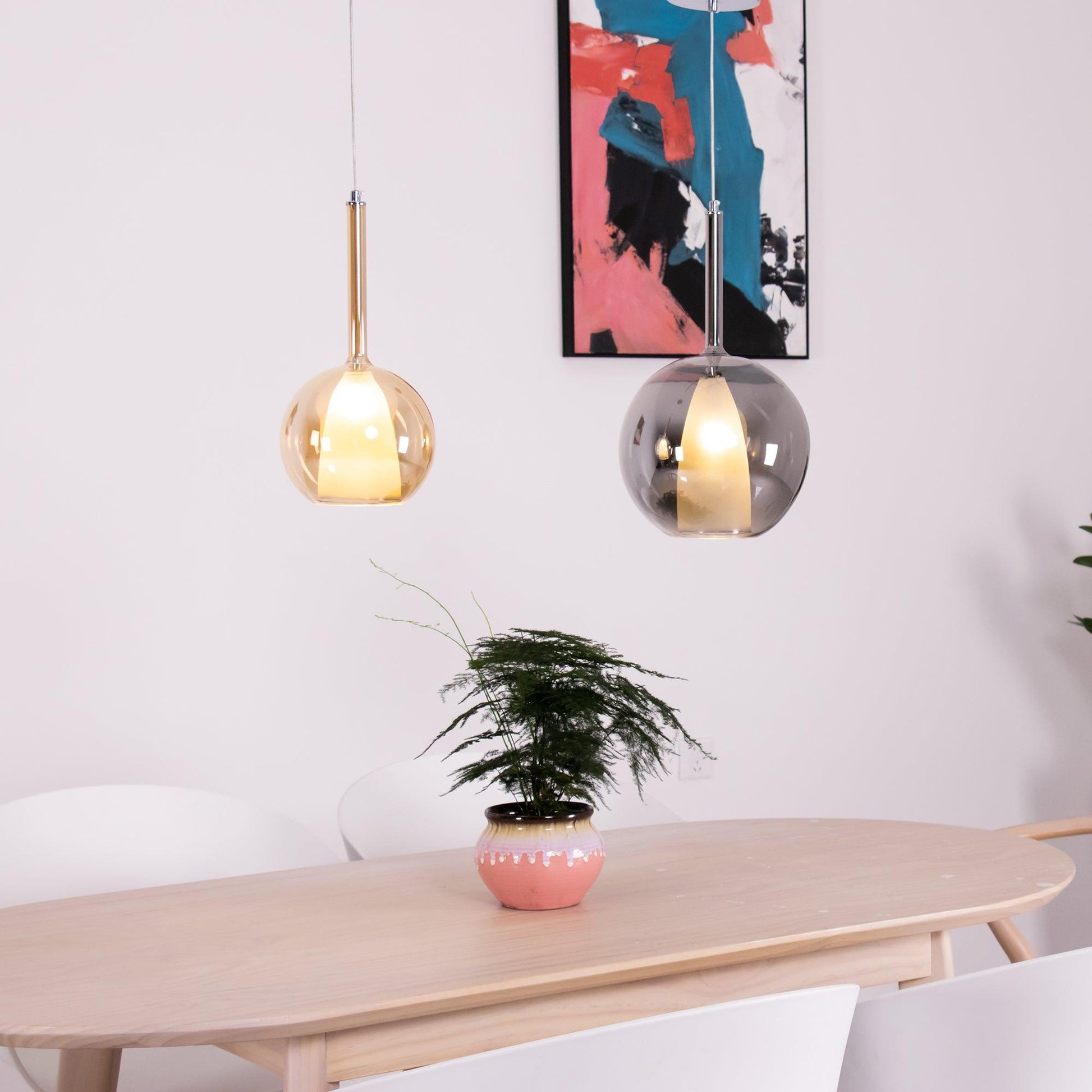 Lustra Pendant Lamp Smoked Glass Round-Neutral Decor