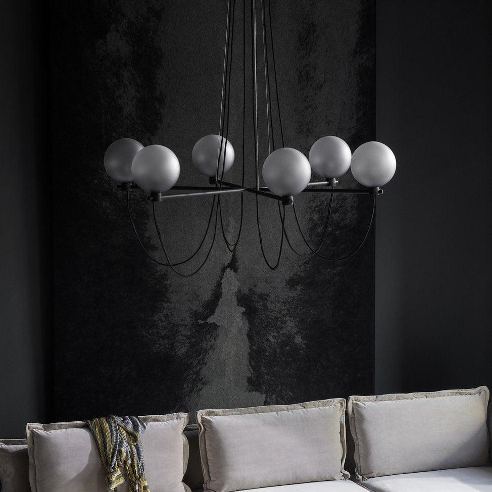 Valentina Nordic Modern Glass Ball Chandelier, Smoke Gray/Blue - Neutral Decor