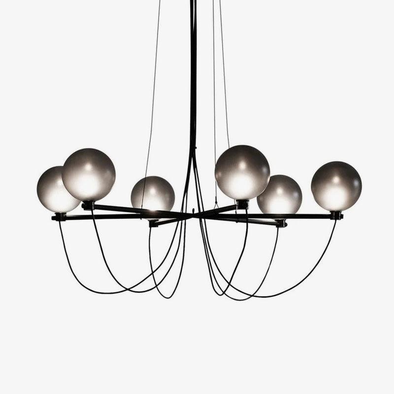 Valentina Nordic Modern Glass Ball Chandelier, Smoke Gray/Blue - Neutral Decor