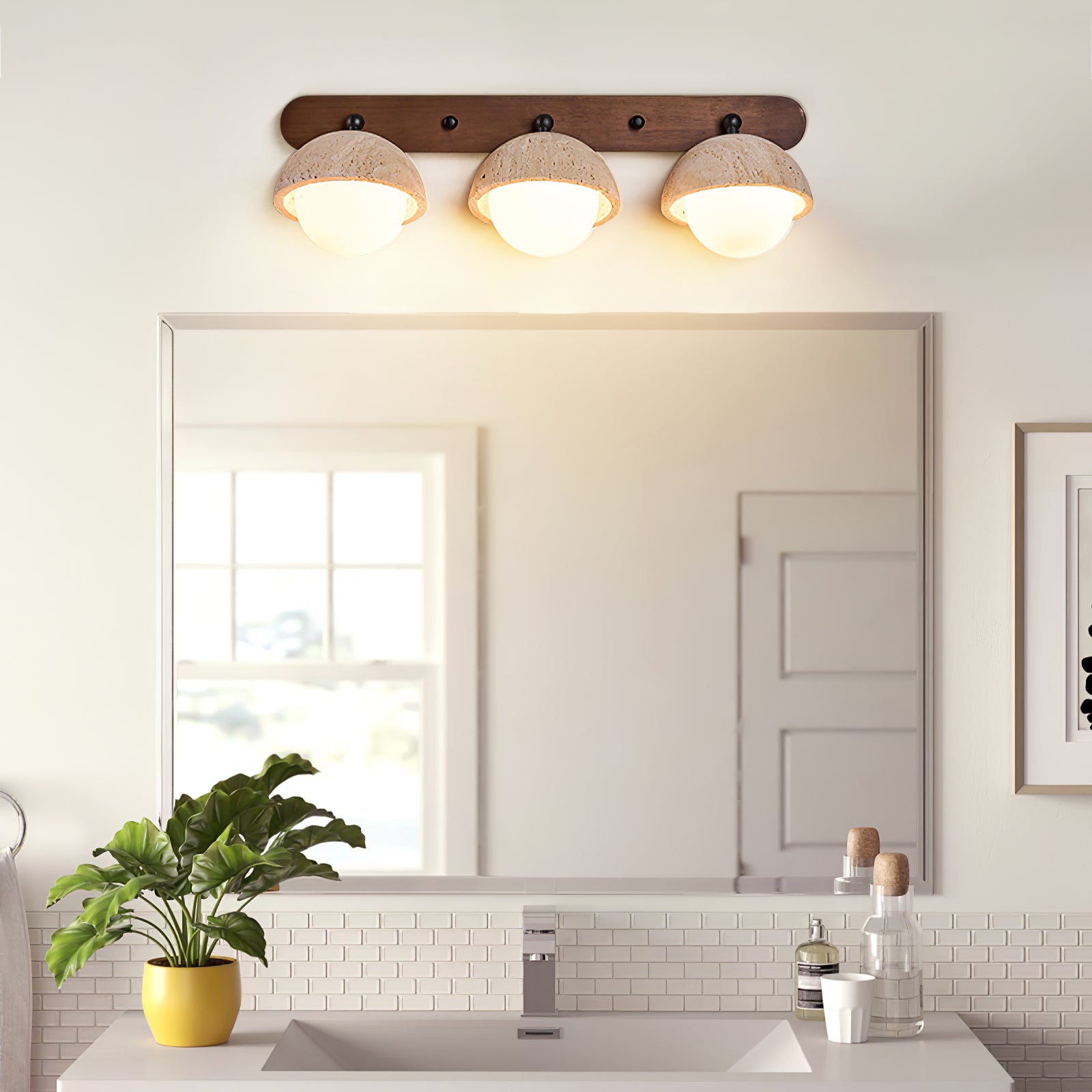 Avtale Arc-Shaped Travertine Wall Light-Neutral Decor