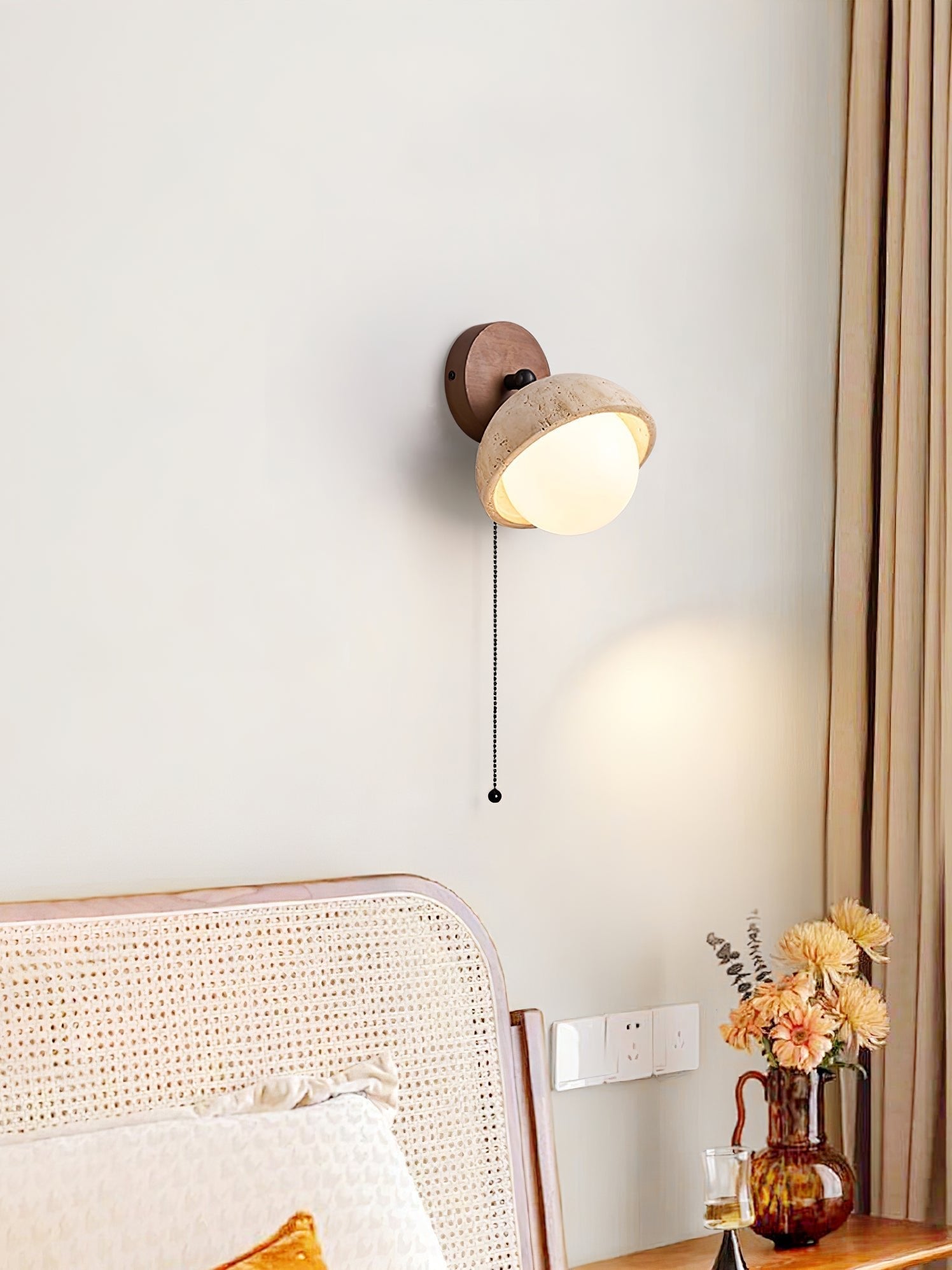 Avtale Arc-Shaped Travertine Wall Light-Neutral Decor