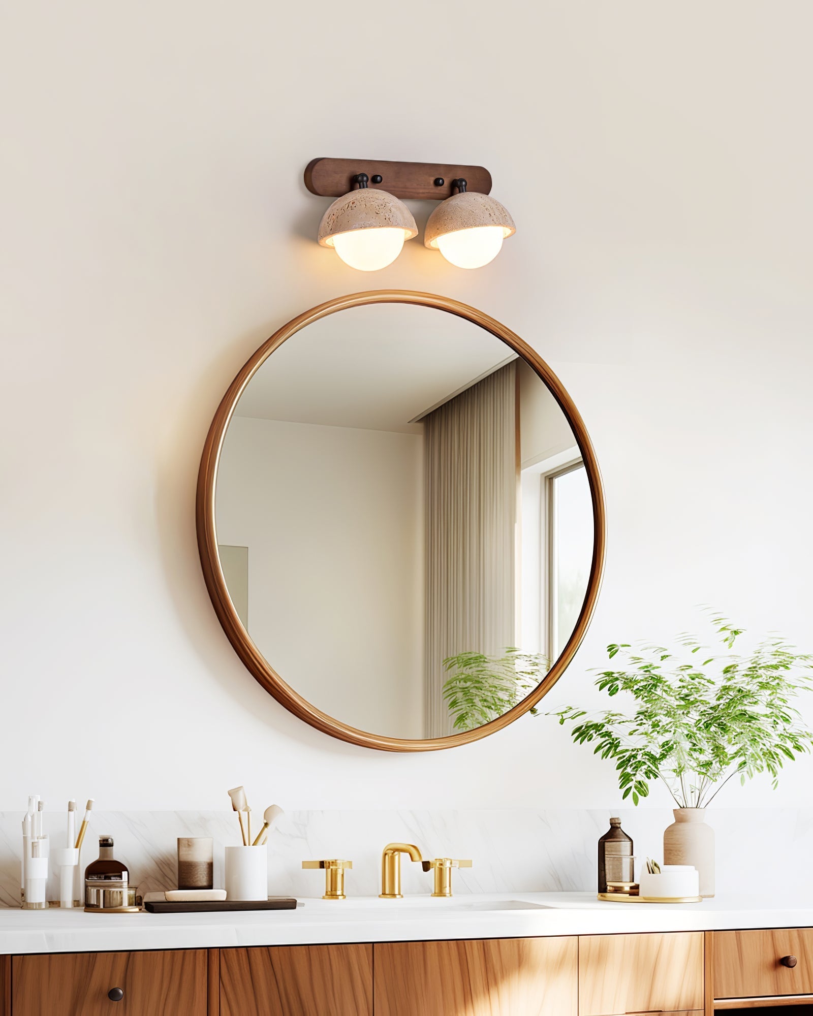 Avtale Arc-Shaped Travertine Wall Light-Neutral Decor