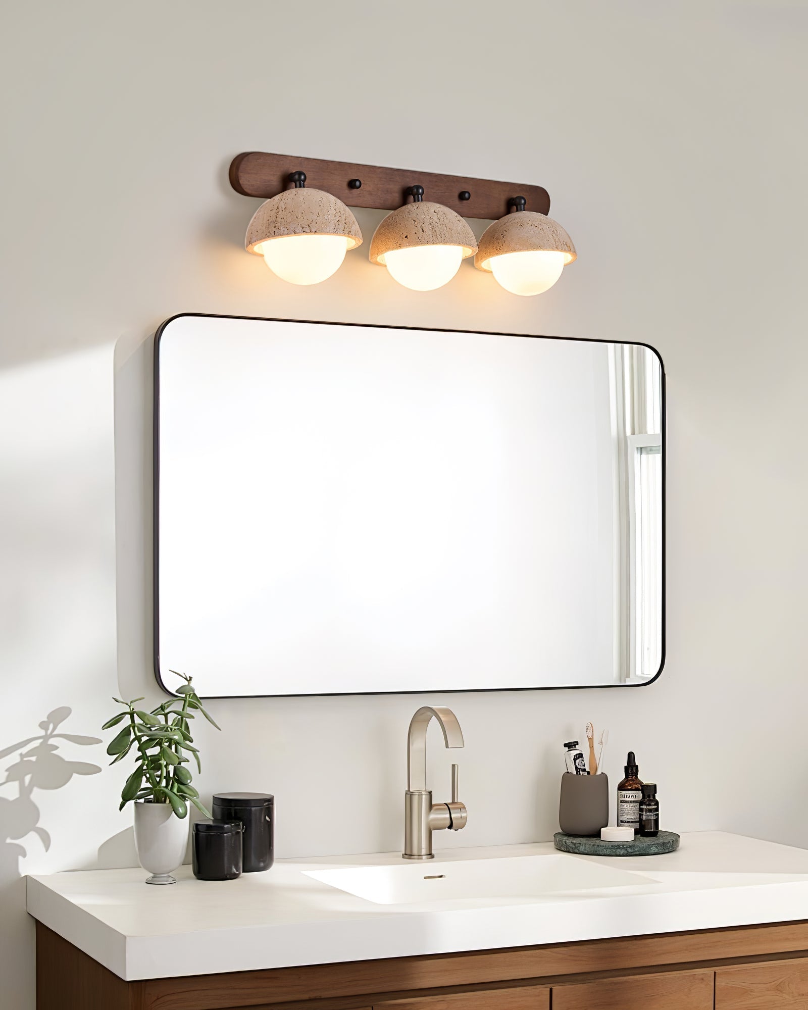 Cavix Arc-Shaped Travertine Wall Light-Neutral Decor