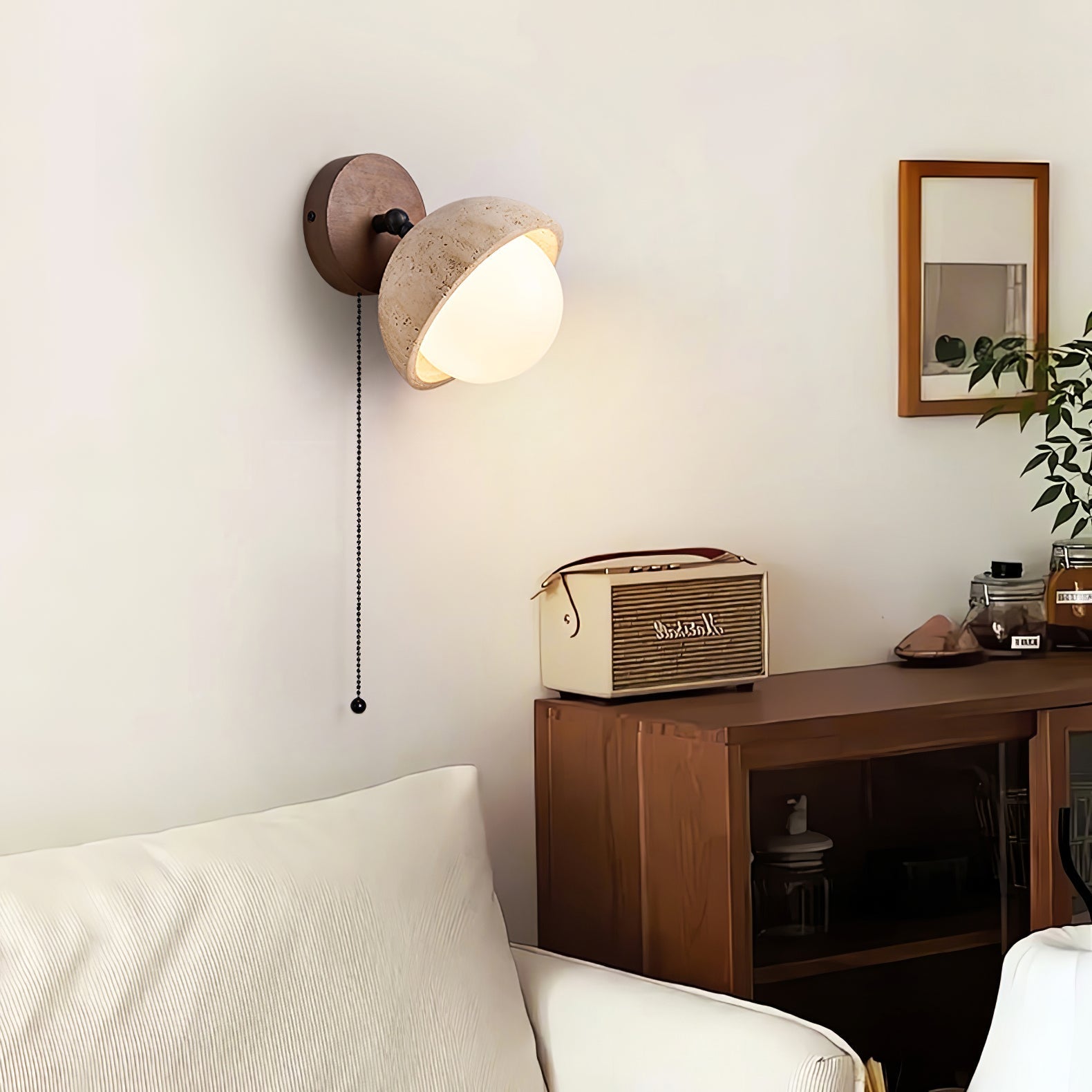 Avtale Arc-Shaped Travertine Wall Light-Neutral Decor
