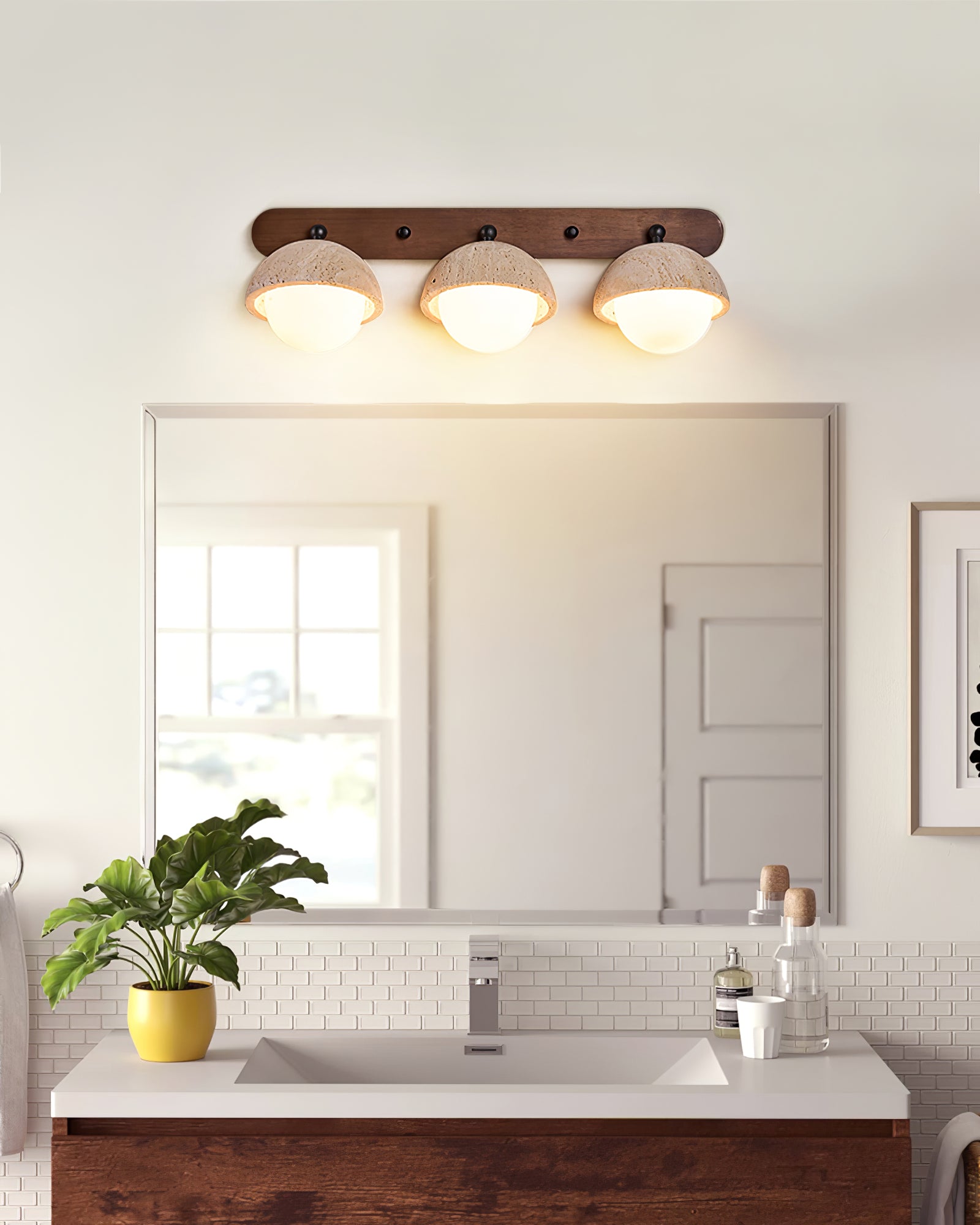 Cavix Arc-Shaped Travertine Wall Light-Neutral Decor