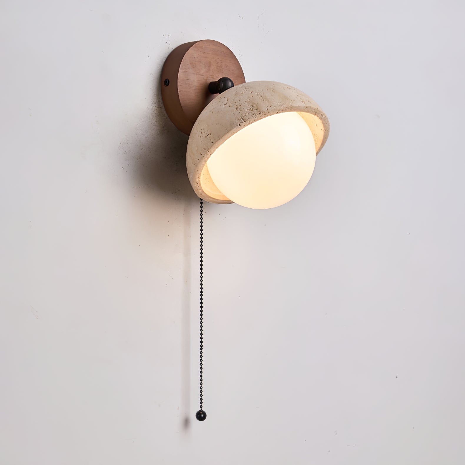 Cavix Arc-Shaped Travertine Wall Light-Neutral Decor