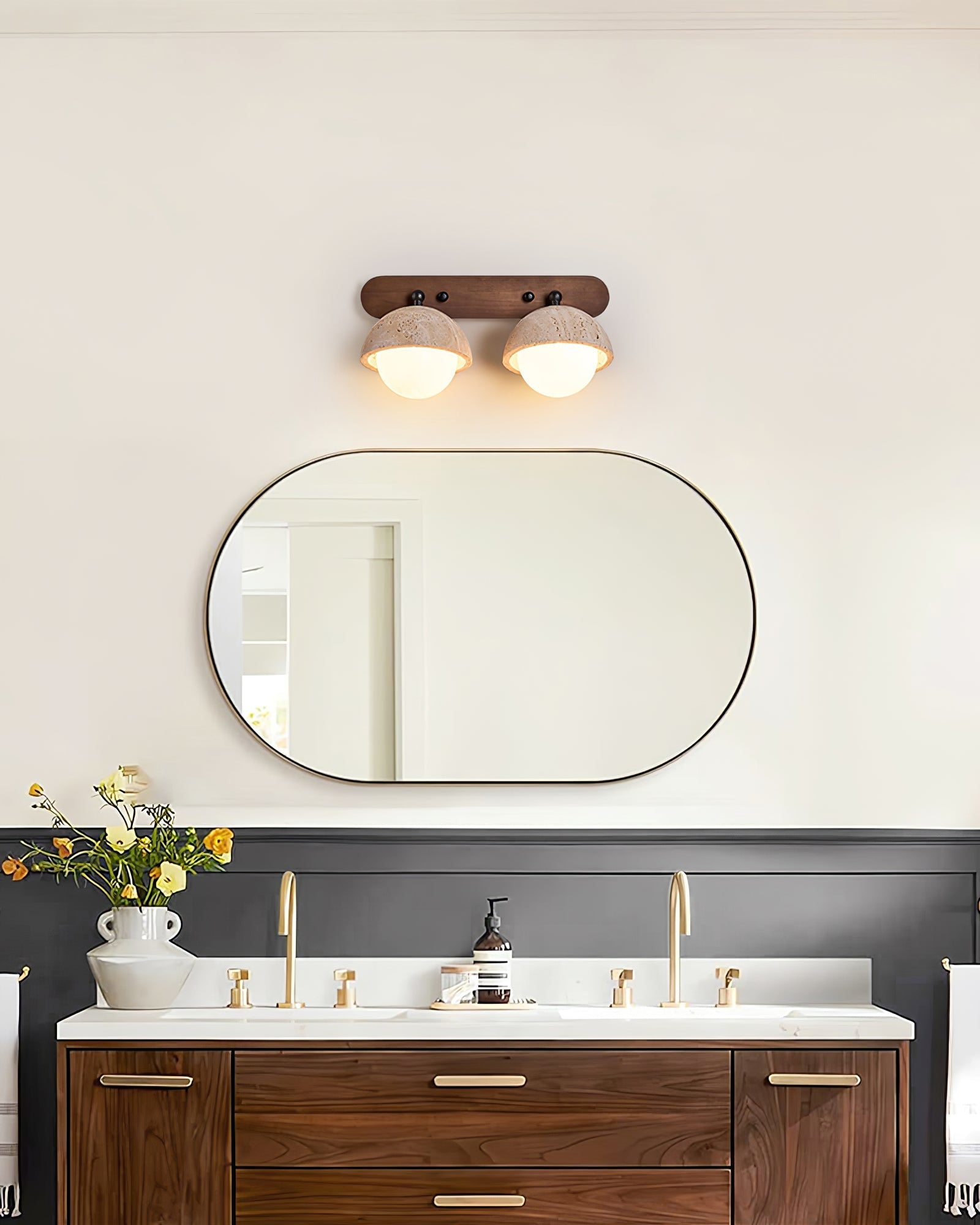 Avtale Arc-Shaped Travertine Wall Light-Neutral Decor