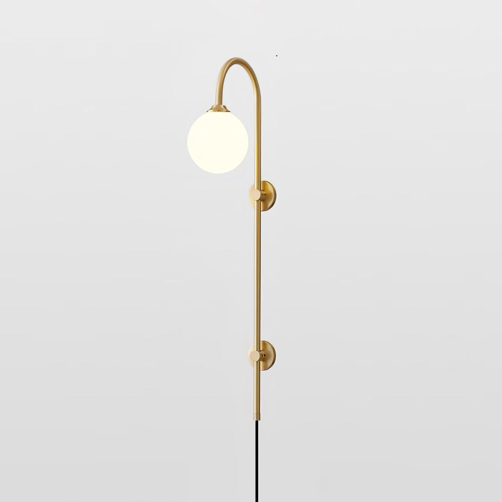 Evshaia Premium Elegance Globe Plug-in Brass Glass Sconce Wall lamp-Neutral Decor