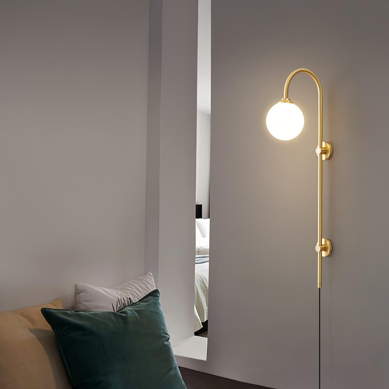 Evshaia Premium Elegance Globe Plug-in Brass Glass Sconce Wall lamp-Neutral Decor