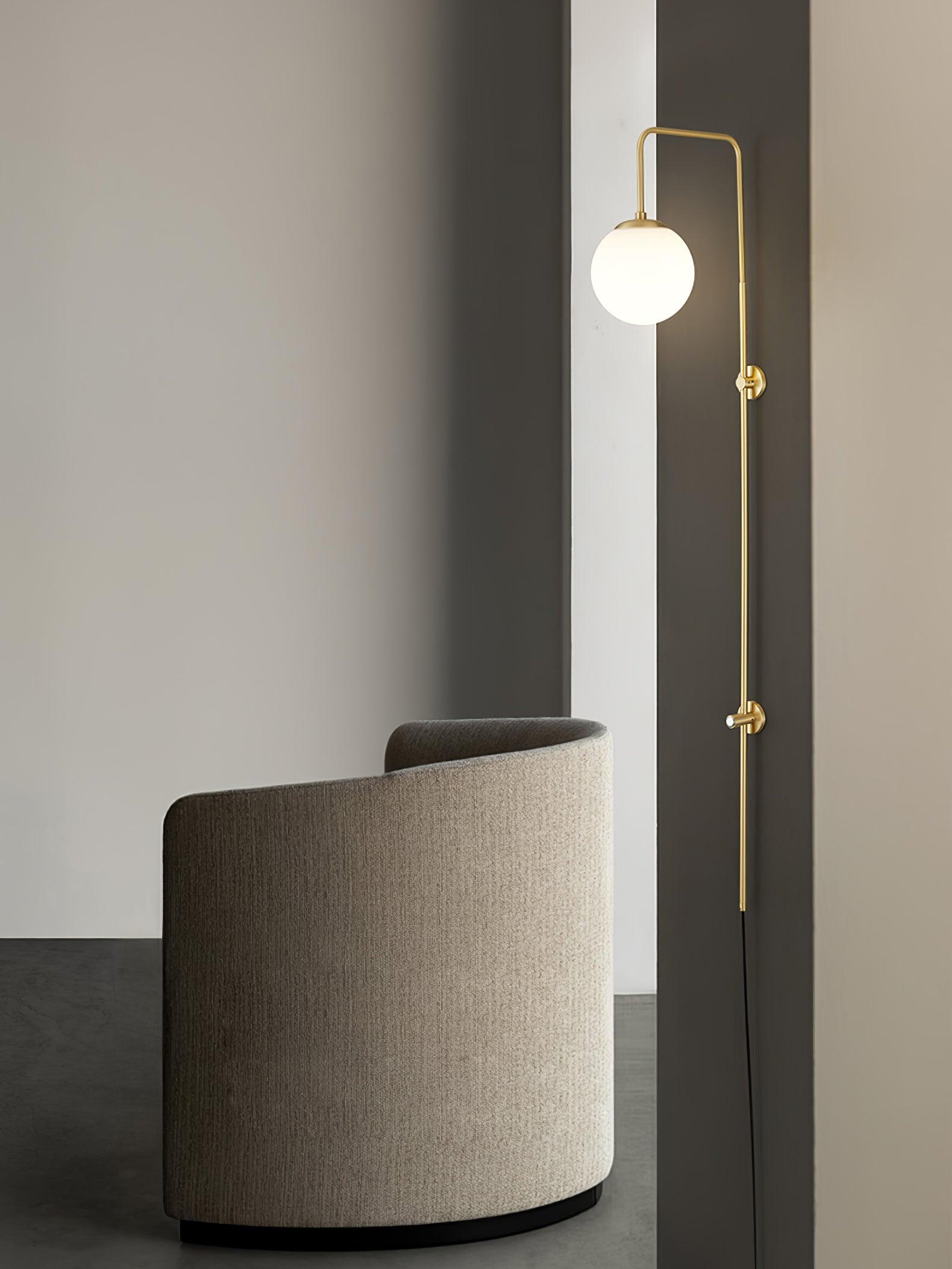 Evshaia Premium Elegance Globe Plug-in Brass Glass Sconce Wall lamp-Neutral Decor