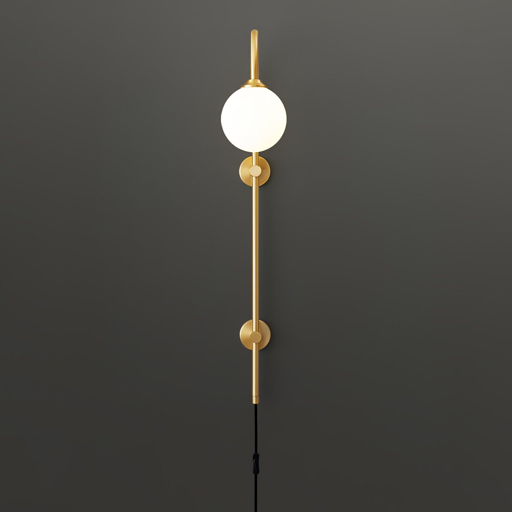 Evshaia Premium Elegance Globe Plug-in Brass Glass Sconce Wall lamp-Neutral Decor