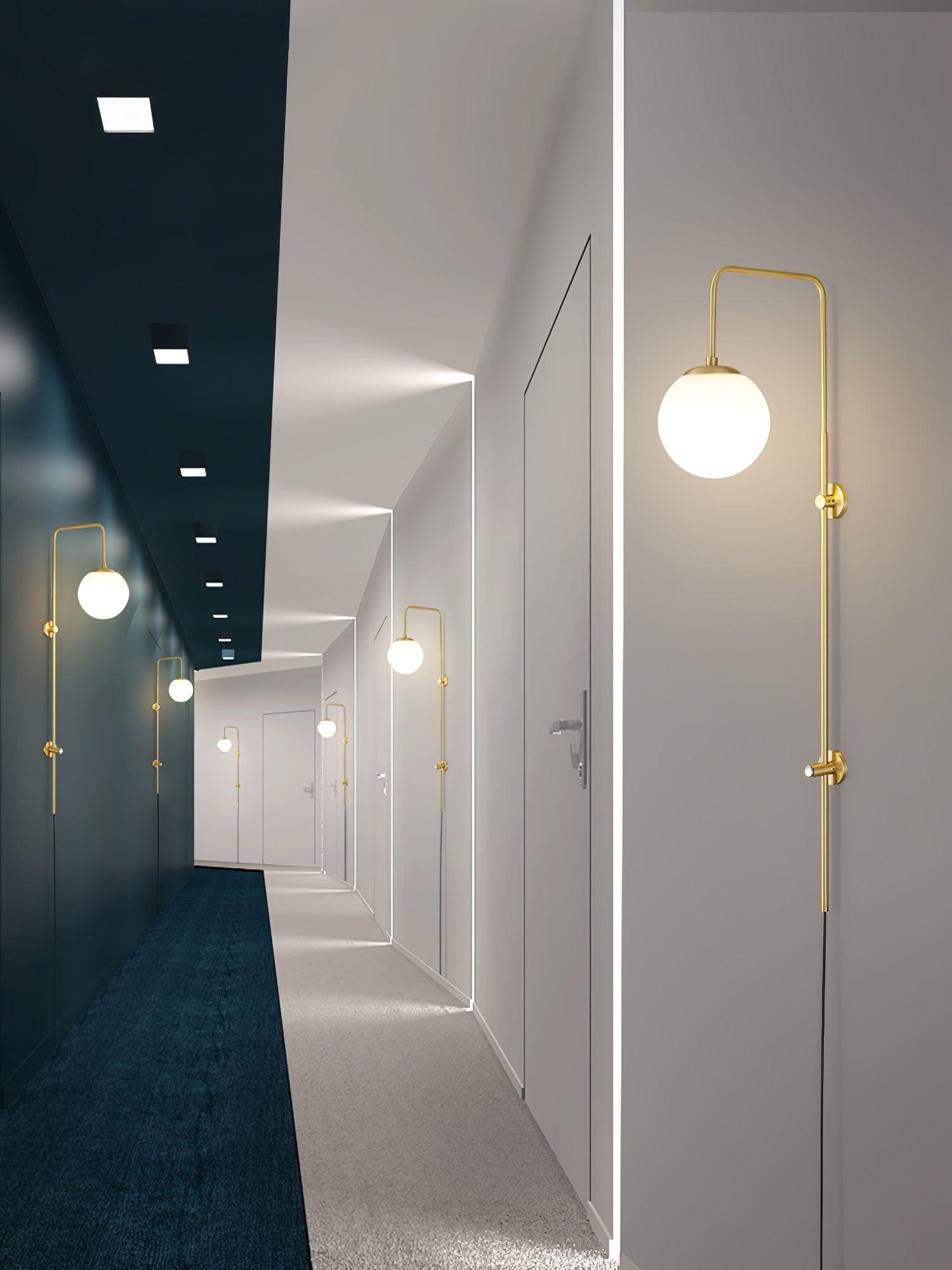Evshaia Premium Elegance Globe Plug-in Brass Glass Sconce Wall lamp-Neutral Decor