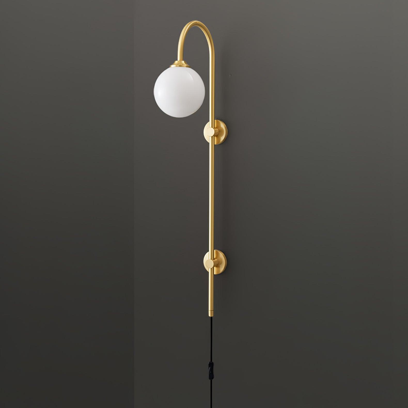 Evshaia Premium Elegance Globe Plug-in Brass Glass Sconce Wall lamp-Neutral Decor