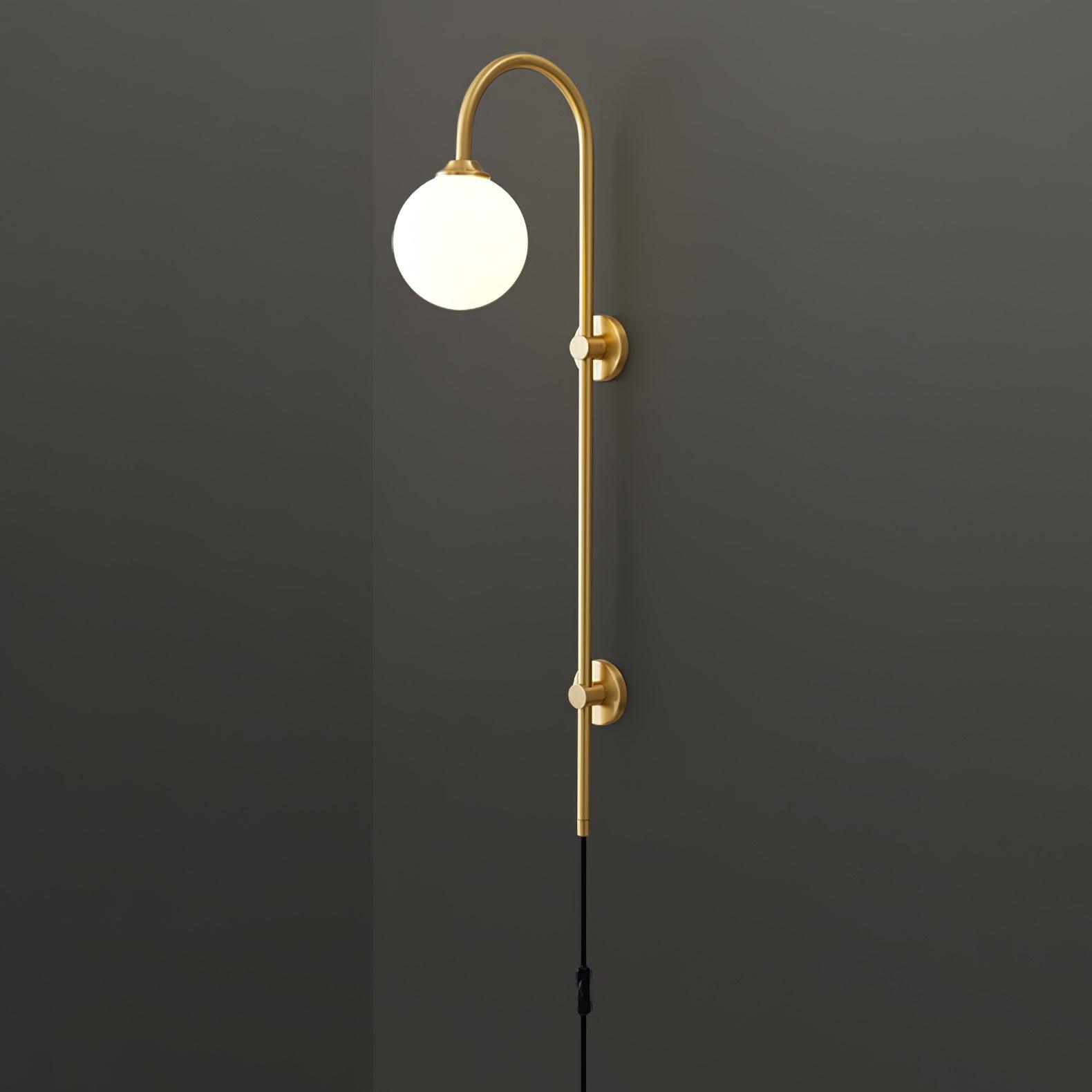 Evshaia Premium Elegance Globe Plug-in Brass Glass Sconce Wall lamp-Neutral Decor