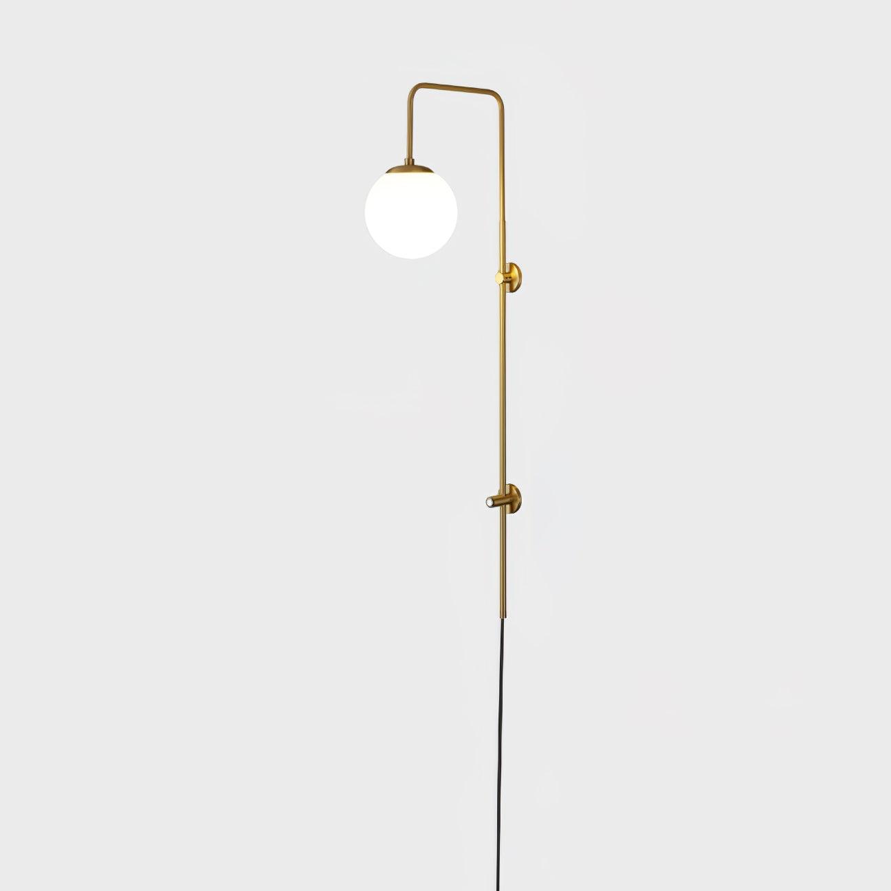 Evshaia Premium Elegance Globe Plug-in Brass Glass Sconce Wall lamp-Neutral Decor