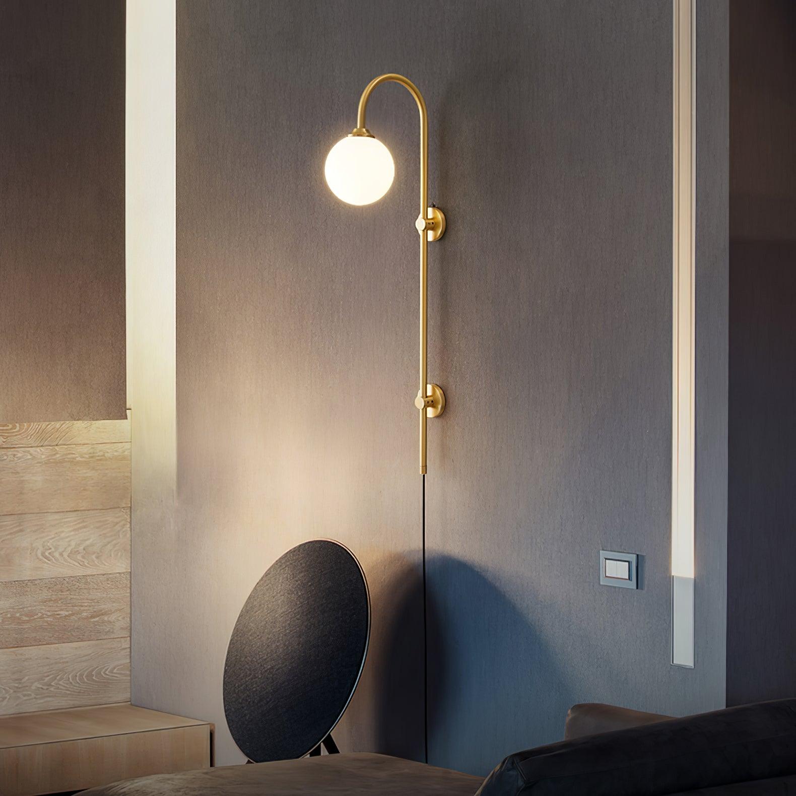 Evshaia Premium Elegance Globe Plug-in Brass Glass Sconce Wall lamp-Neutral Decor