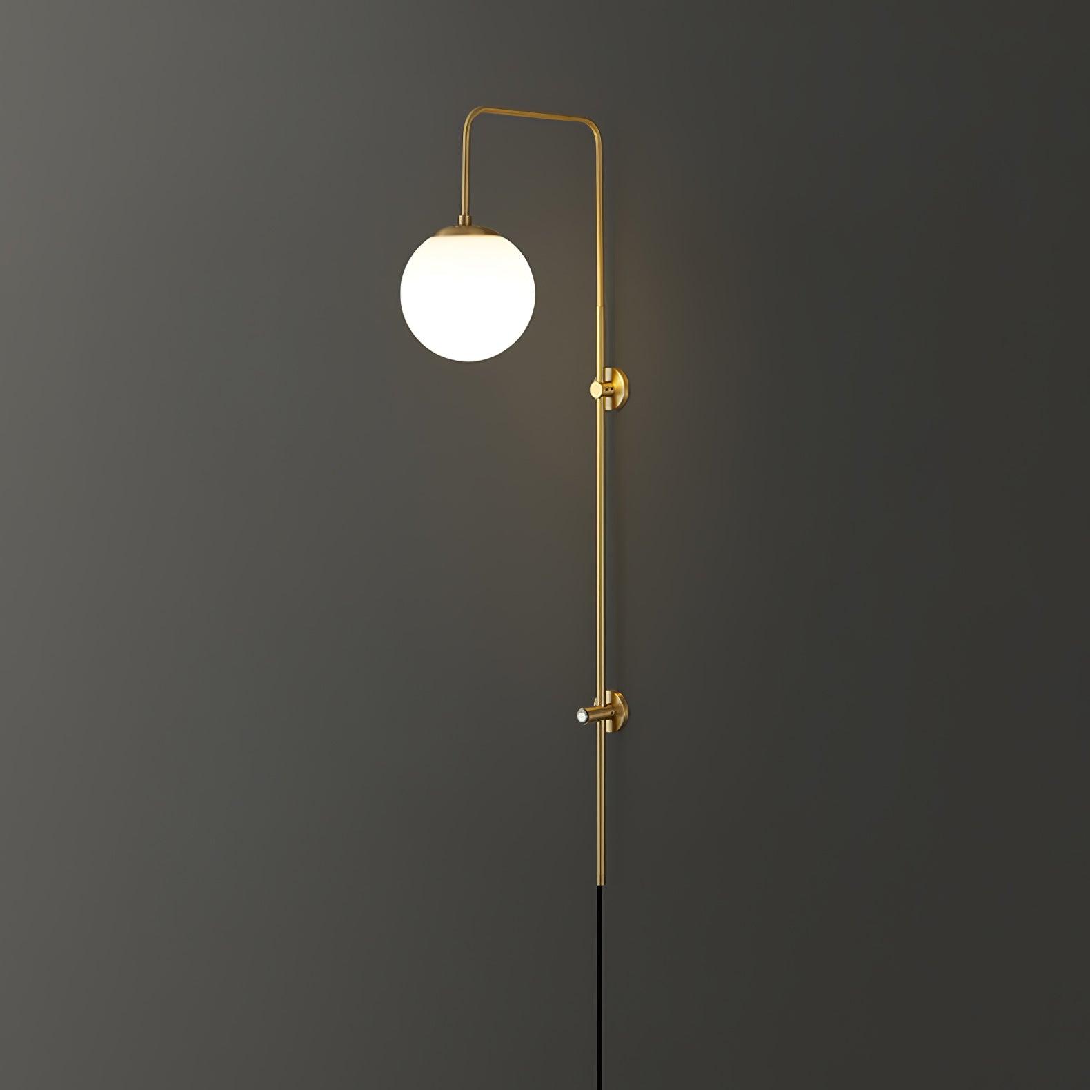 Evshaia Premium Elegance Globe Plug-in Brass Glass Sconce Wall lamp-Neutral Decor