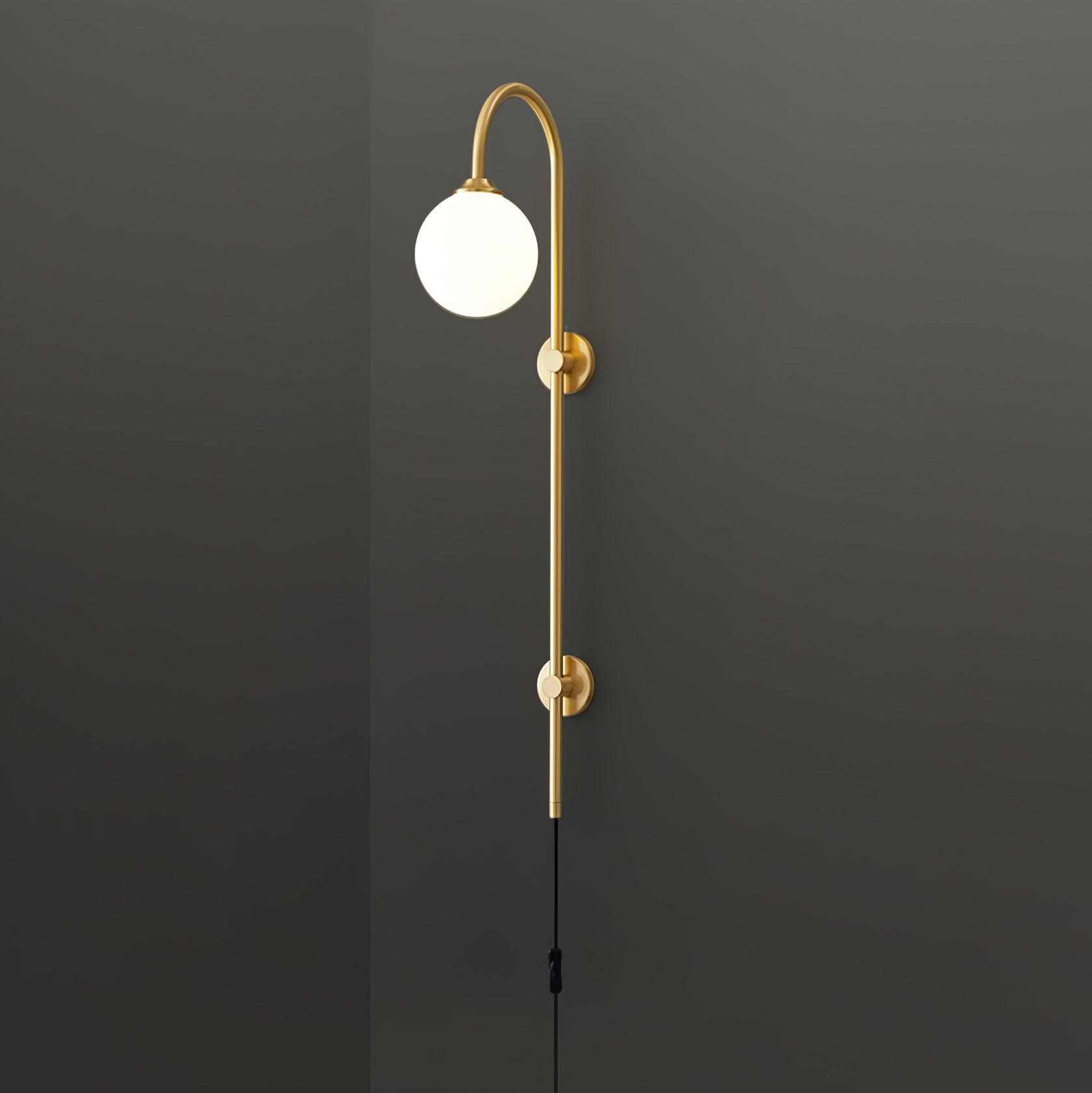 Evshaia Premium Elegance Globe Plug-in Brass Glass Sconce Wall lamp-Neutral Decor