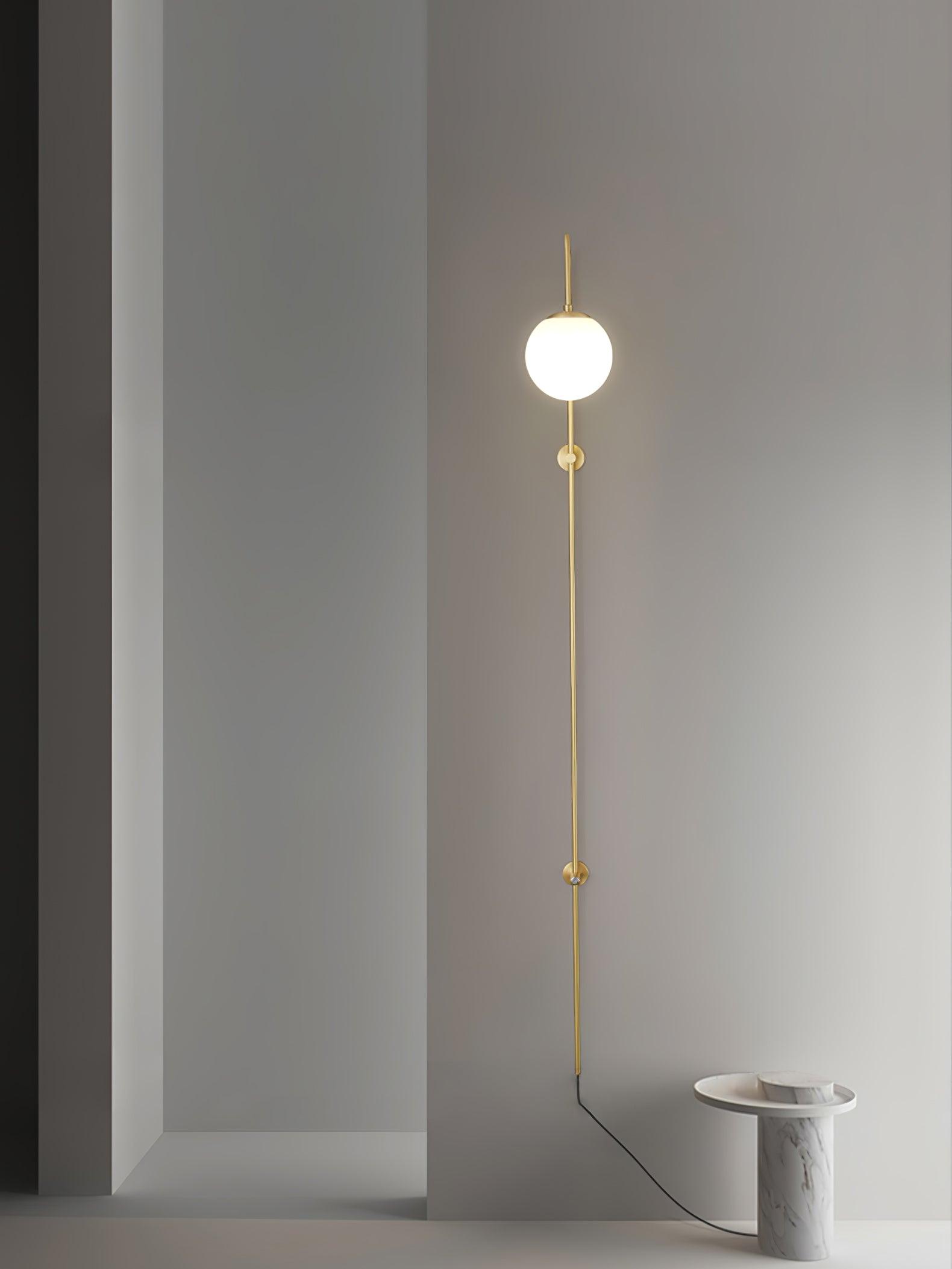 Evshaia Premium Elegance Globe Plug-in Brass Glass Sconce Wall lamp-Neutral Decor