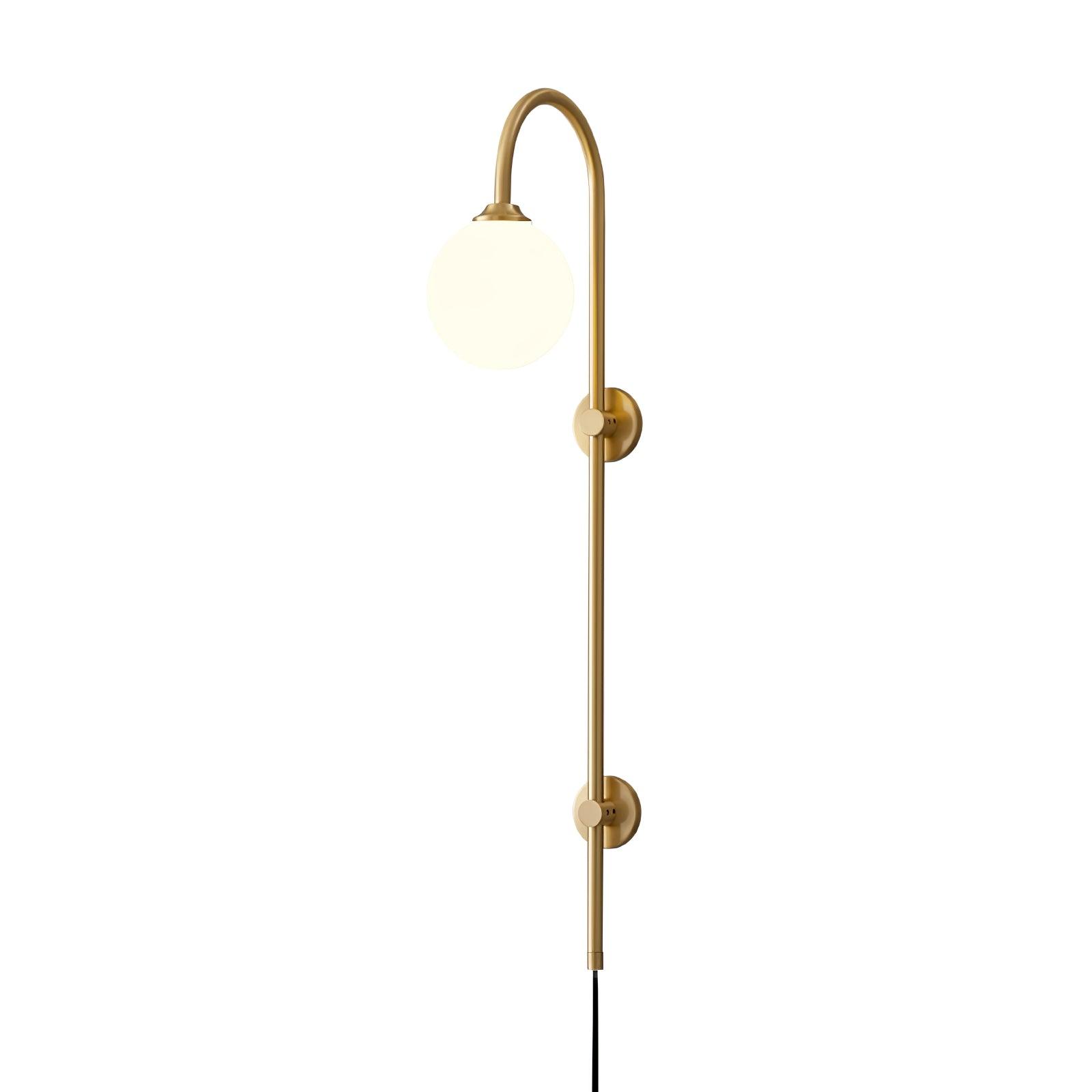 Evshaia Premium Elegance Globe Plug-in Brass Glass Sconce Wall lamp-Neutral Decor
