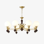 Nesvin Chandelier Wood & Brass Globe Orb-Neutral Decor