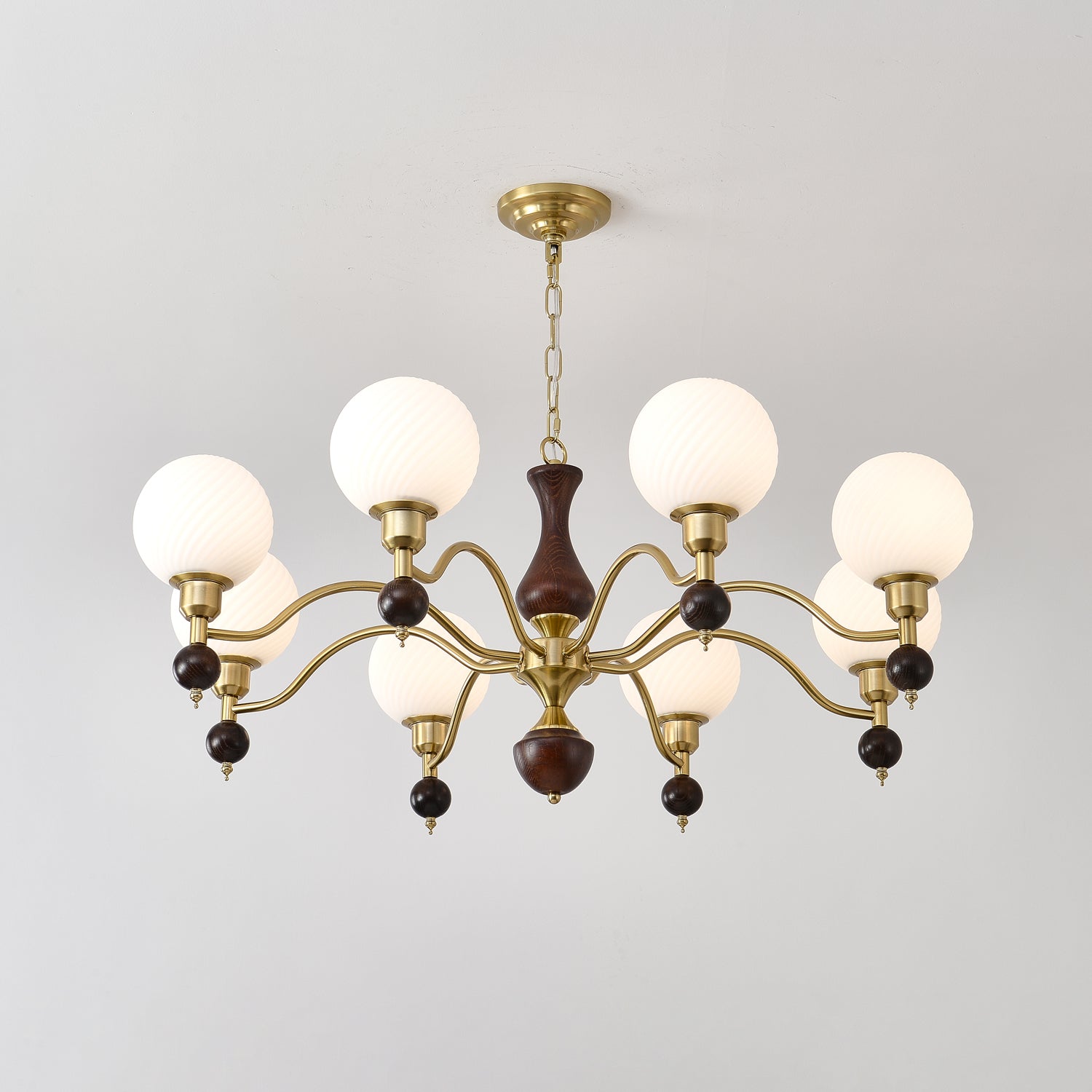 Aurora Globe Orb Walnut Chandelier-Neutral Decor