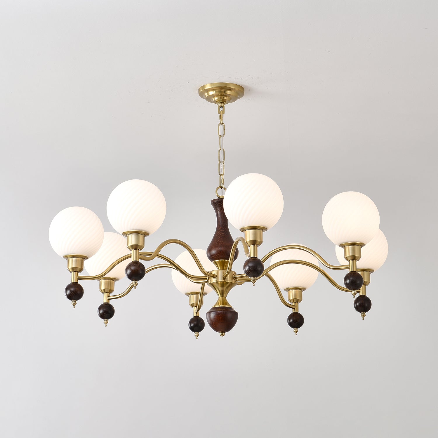 Aurora Globe Orb Walnut Chandelier-Neutral Decor